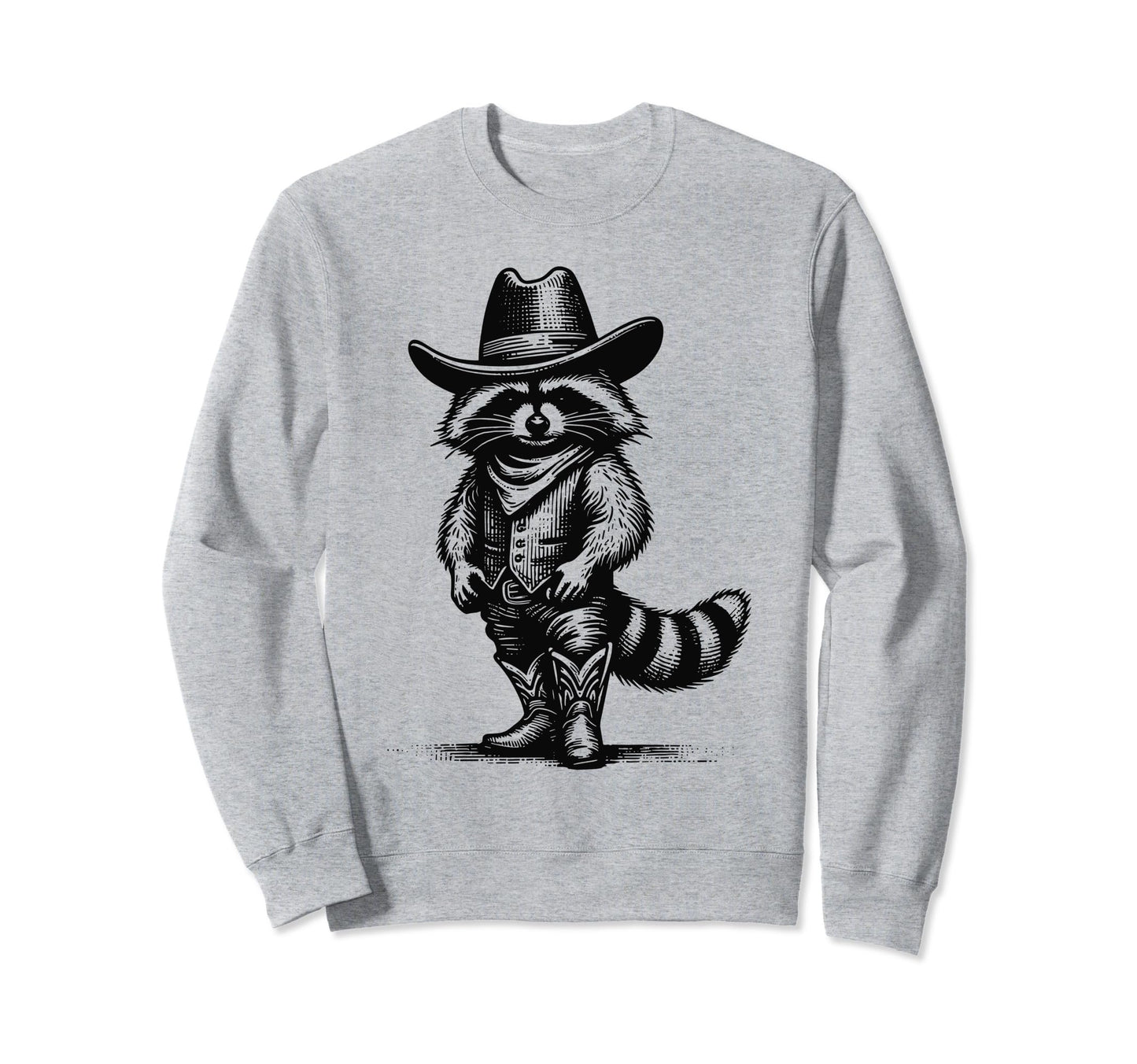 Raccoon Cowboy Cowgirl Trash Panda Sweatshirt - Unique Graphic for Adults - T-Shirt, Sweatshirt, Hoodie
