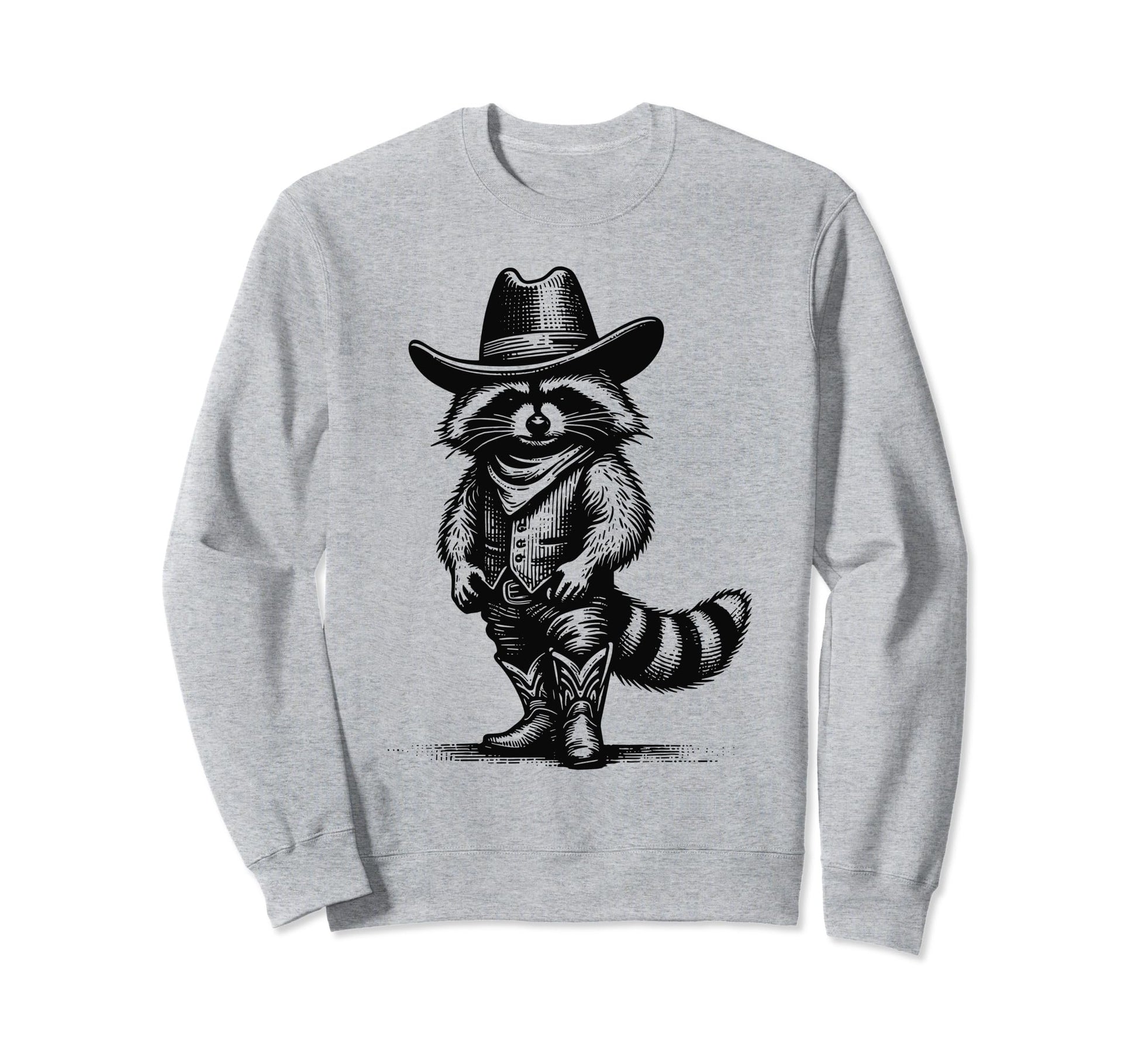 Raccoon Cowboy Cowgirl Trash Panda Sweatshirt - Aesthetic Graphic Unisex - T-Shirt, Sweatshirt, Hoodie