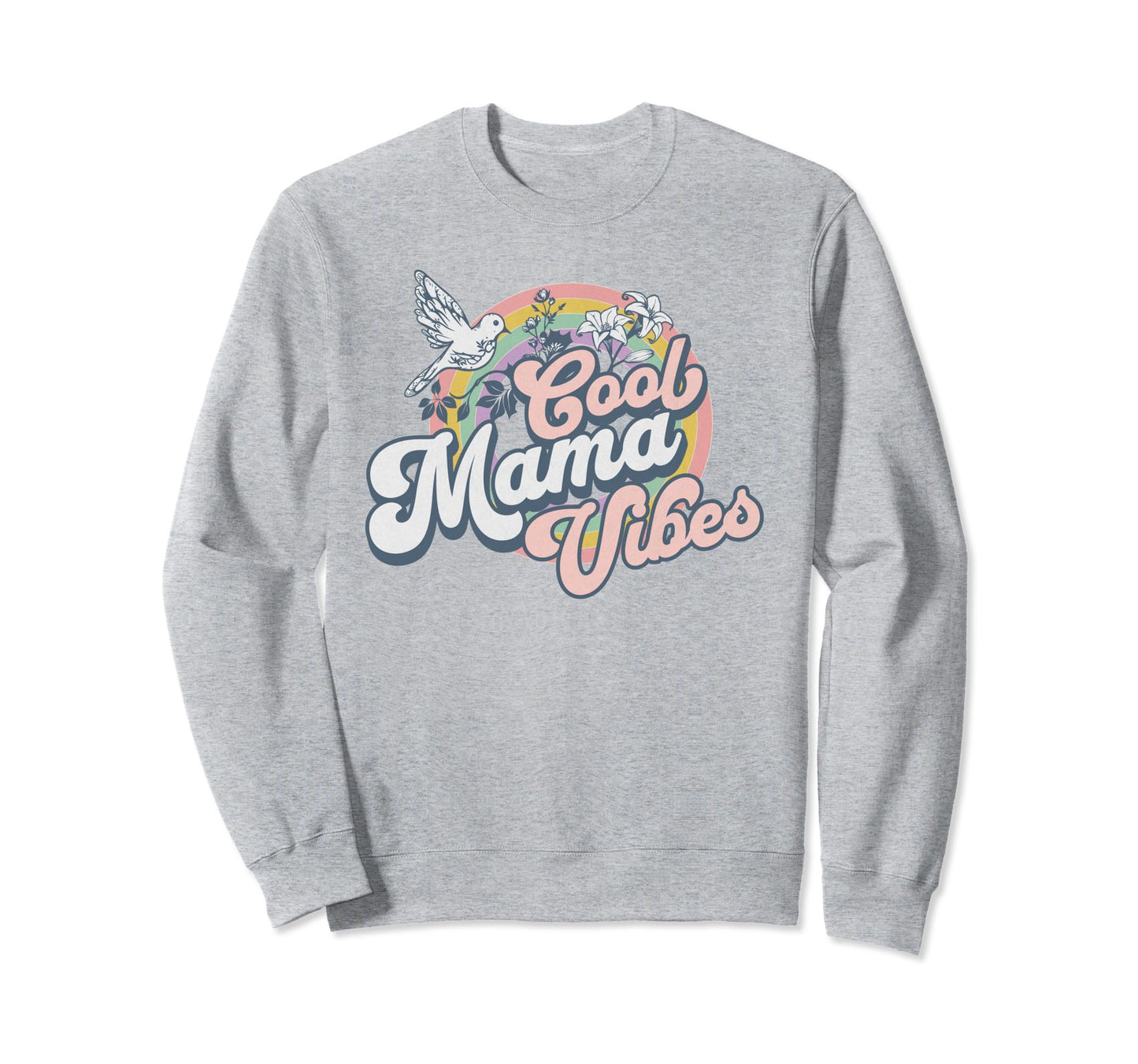 Mama Vibes Trendy Pastel Rainbow Mom Sweatshirt - Custom Art Print Unisex - T-Shirt, Sweatshirt, Hoodie