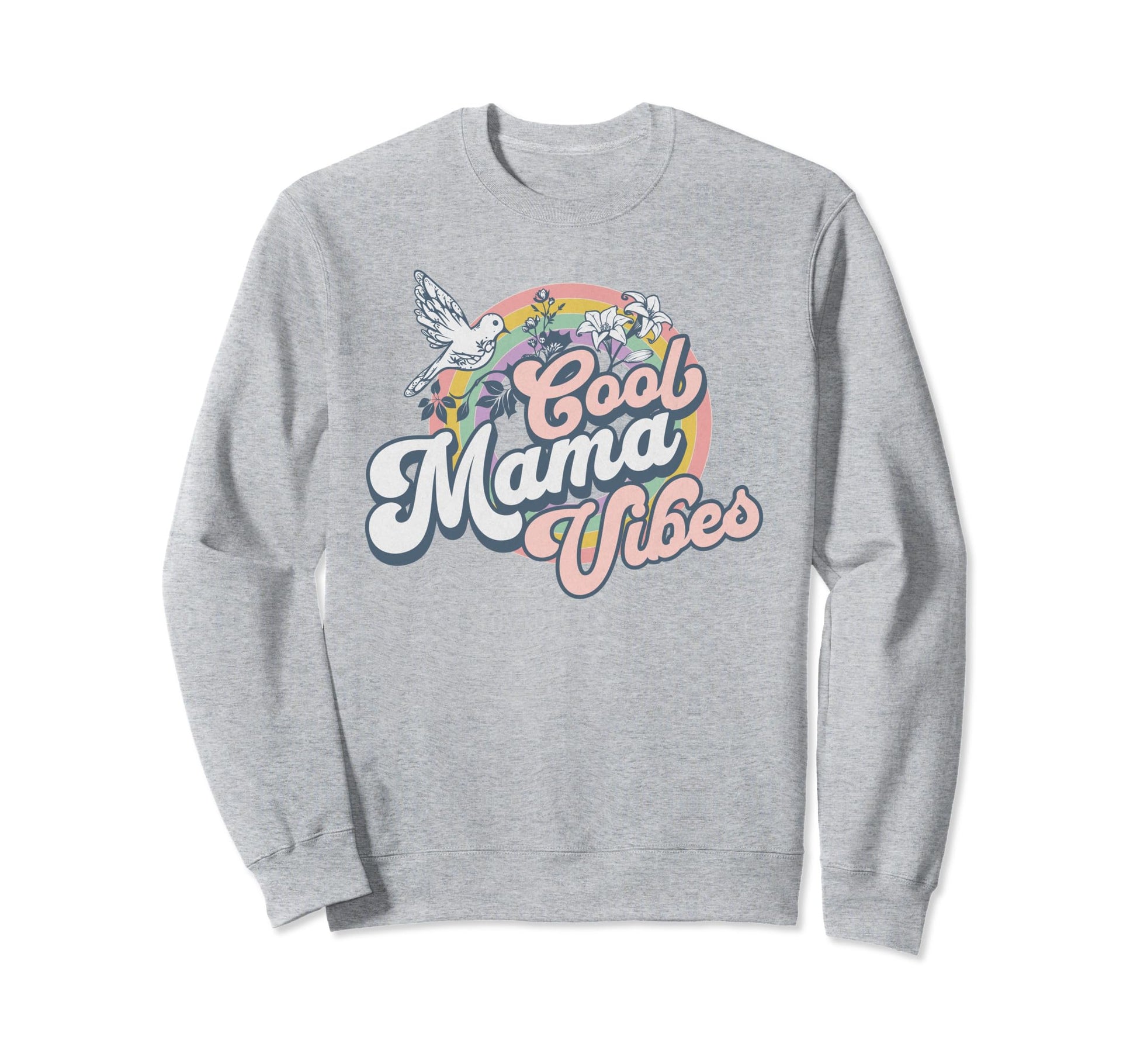 Mama Vibes Trendy Pastel Rainbow Mom Sweatshirt - Custom Art Print Unisex - T-Shirt, Sweatshirt, Hoodie