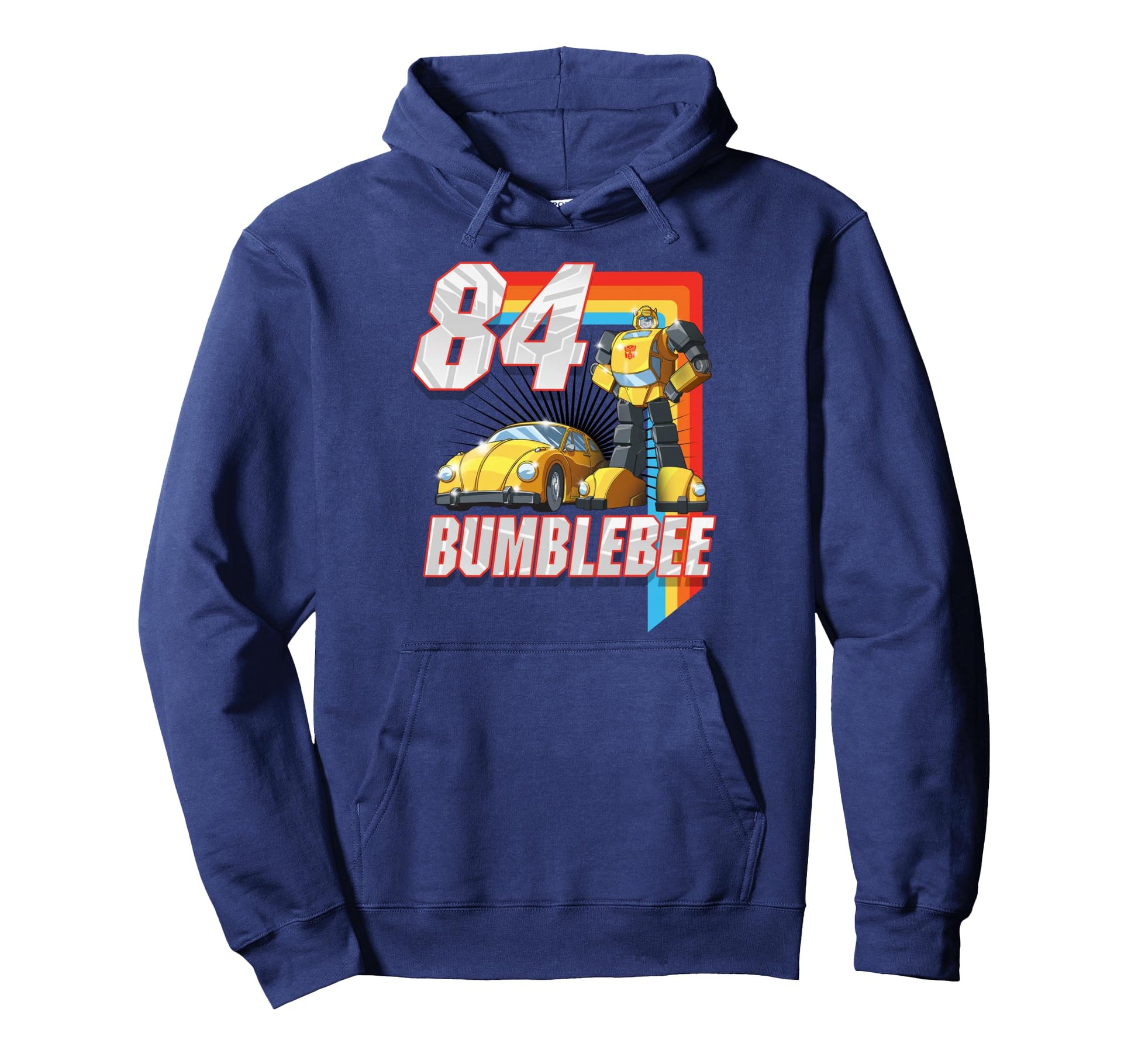 Transformers Bumblebee 84 Rainbow Stripe Hoodie - Unique Graphic for Adults - T-Shirt, Sweatshirt, Hoodie
