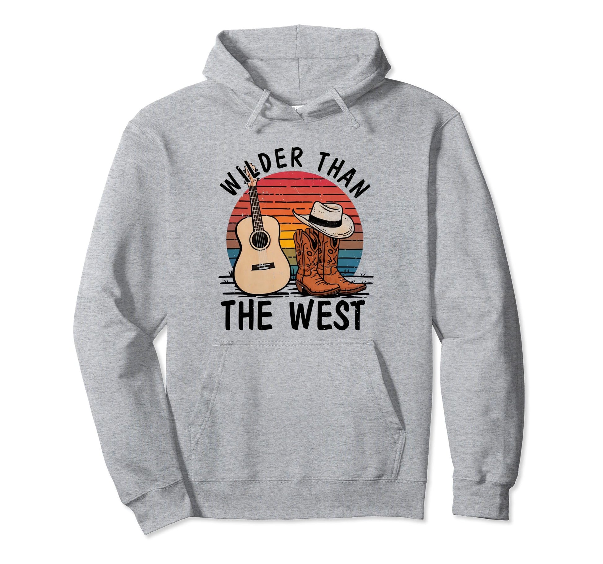 Wilder Than West Cowboy Boots Hat Hoodie - Graphic Print for Adults - T-Shirt, Sweatshirt, Hoodie