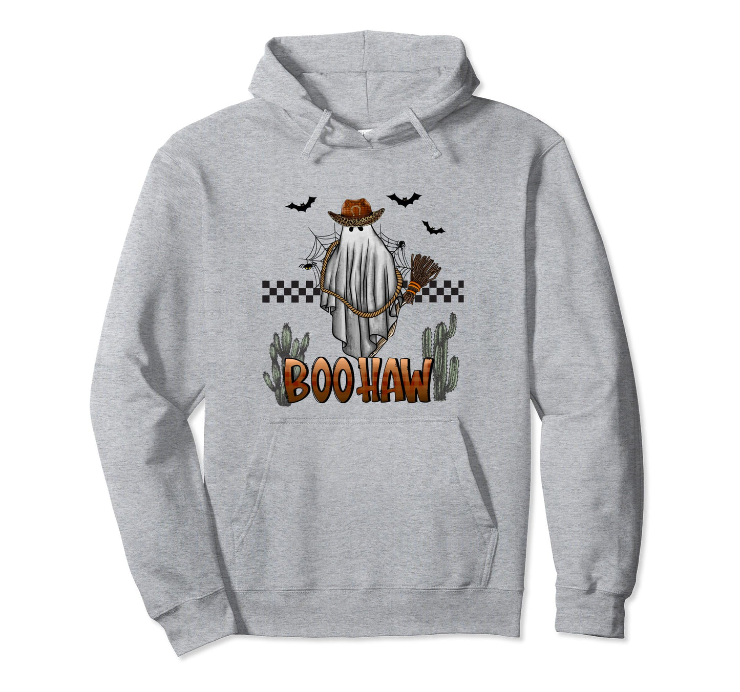 Boo Haw Western Cowboy Halloween Ghost Hoodie - Graphic Print for Adults - T-Shirt, Sweatshirt, Hoodie