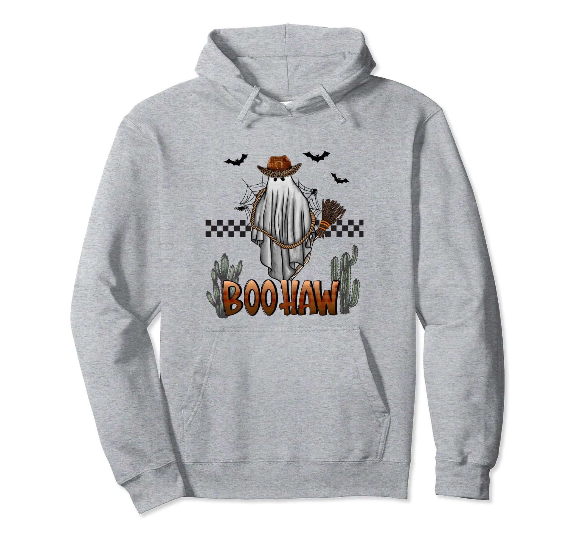 Boo Haw Western Cowboy Halloween Ghost Hoodie - Graphic Print for Adults - T-Shirt, Sweatshirt, Hoodie