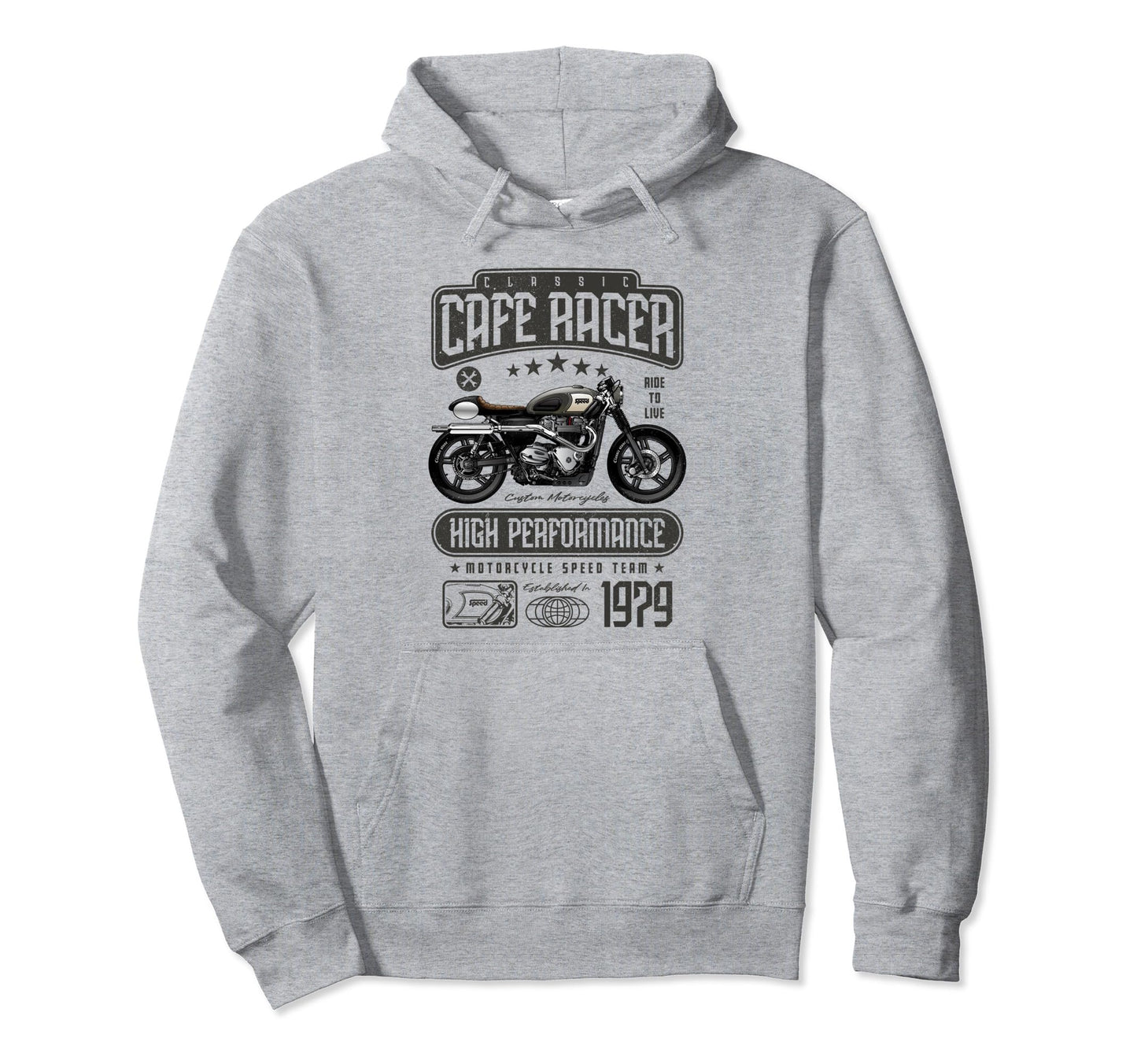 Cafe Racer Motorcycle Birthday Biker Hoodie - Unique Graphic for Adults - T-Shirt, Sweatshirt, Hoodie
