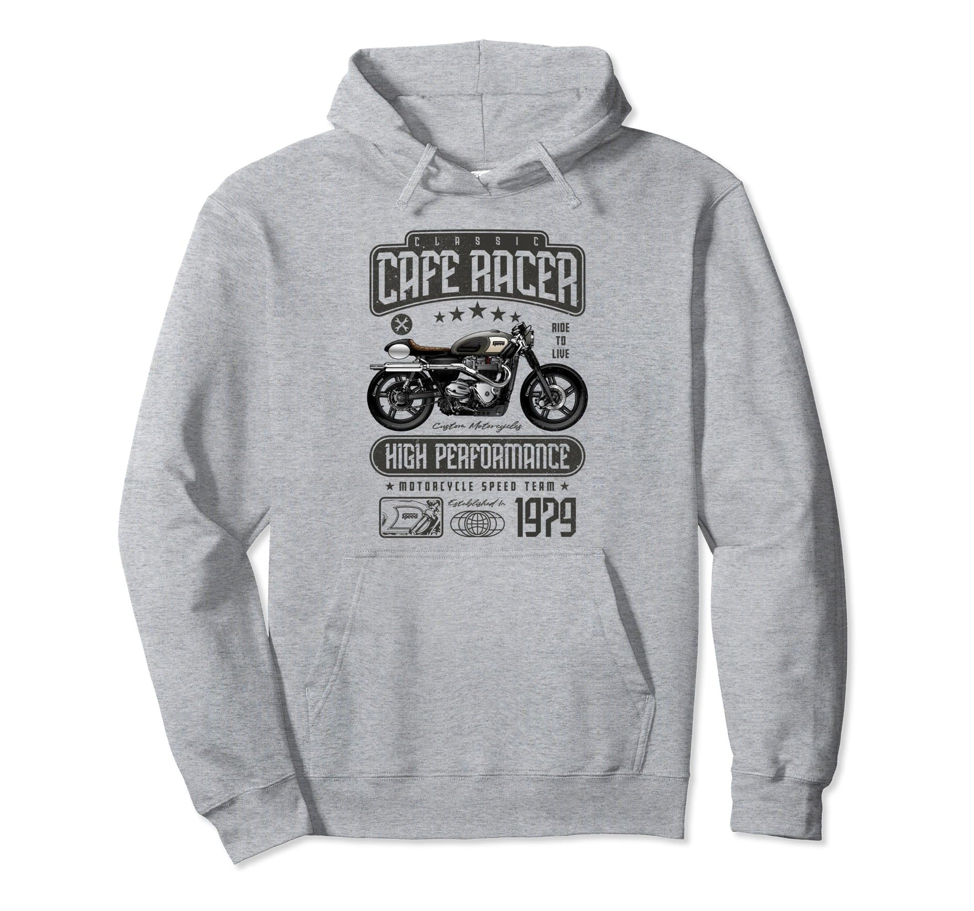 Cafe Racer Motorcycle Birthday Biker Hoodie - Unique Graphic for Adults - T-Shirt, Sweatshirt, Hoodie