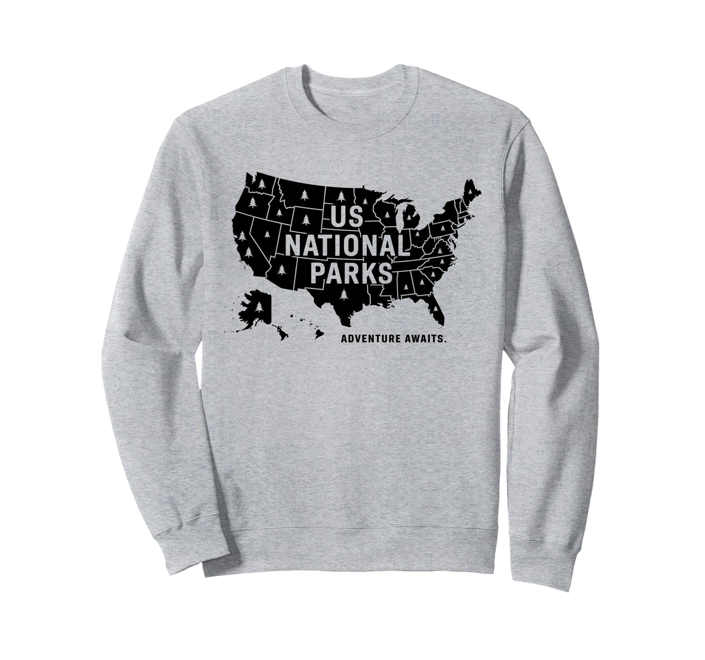 U S National Parks Map Sweatshirt - Casual Everyday Wear for Adults - T-Shirt, Sweatshirt, Hoodie