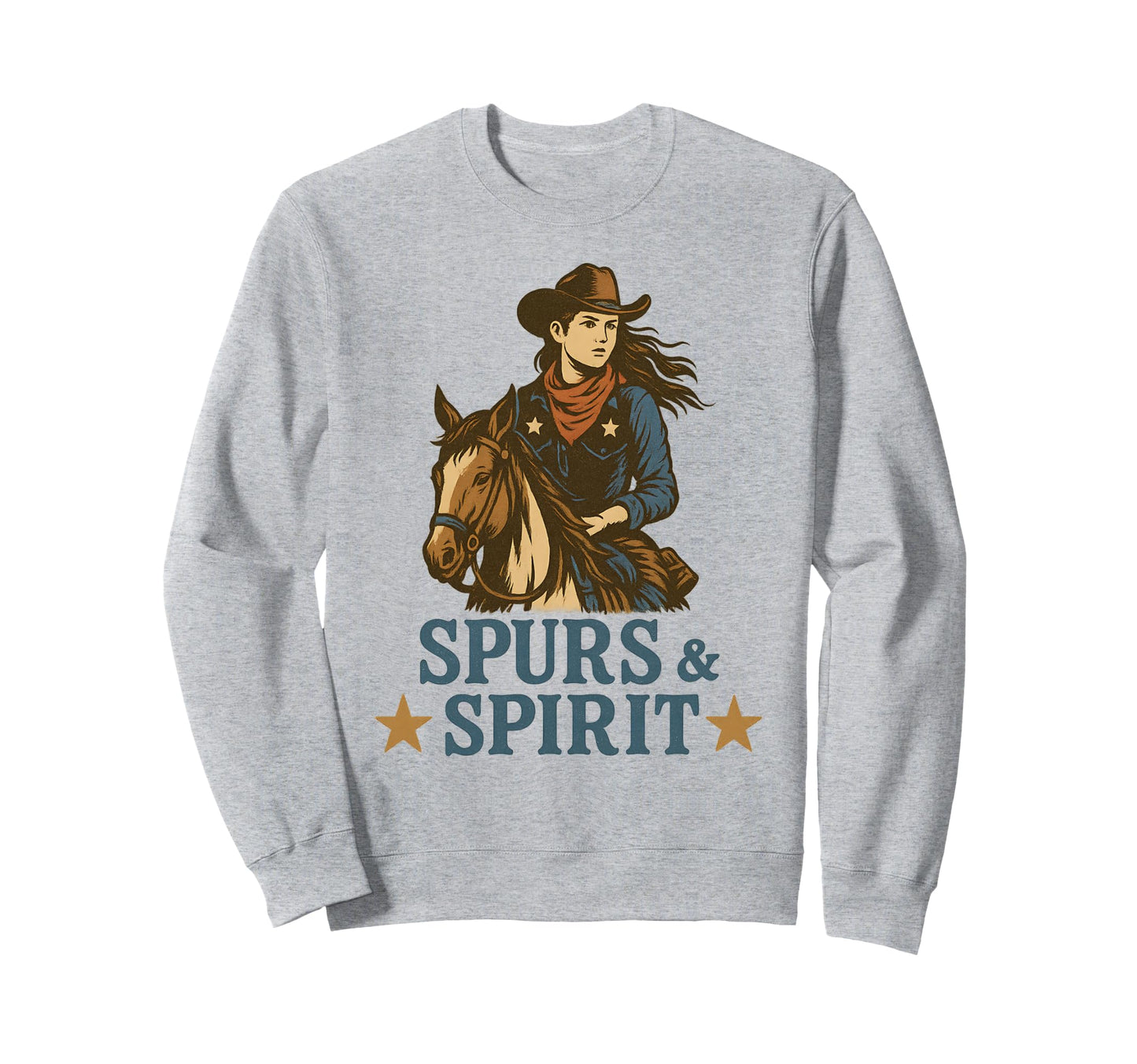 Spurs Spirit Rustic Western Cowgirl Sweatshirt - Unique Graphic Unisex - T-Shirt, Sweatshirt, Hoodie