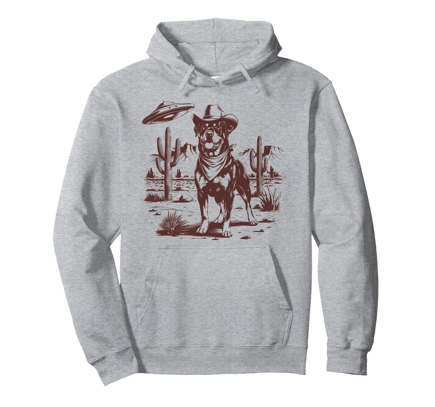 Rottweiler Ufo Western Alien 90S Hoodie - Streetwear Style for Adults - T-Shirt, Sweatshirt, Hoodie