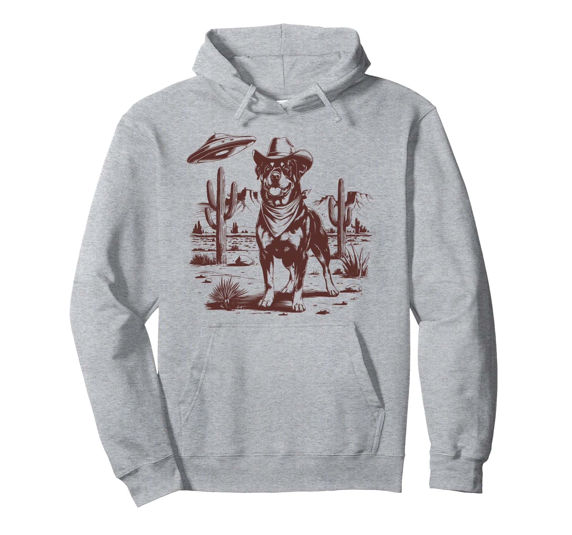 Rottweiler Ufo Western Alien 90S Hoodie - Streetwear Style for Adults - T-Shirt, Sweatshirt, Hoodie