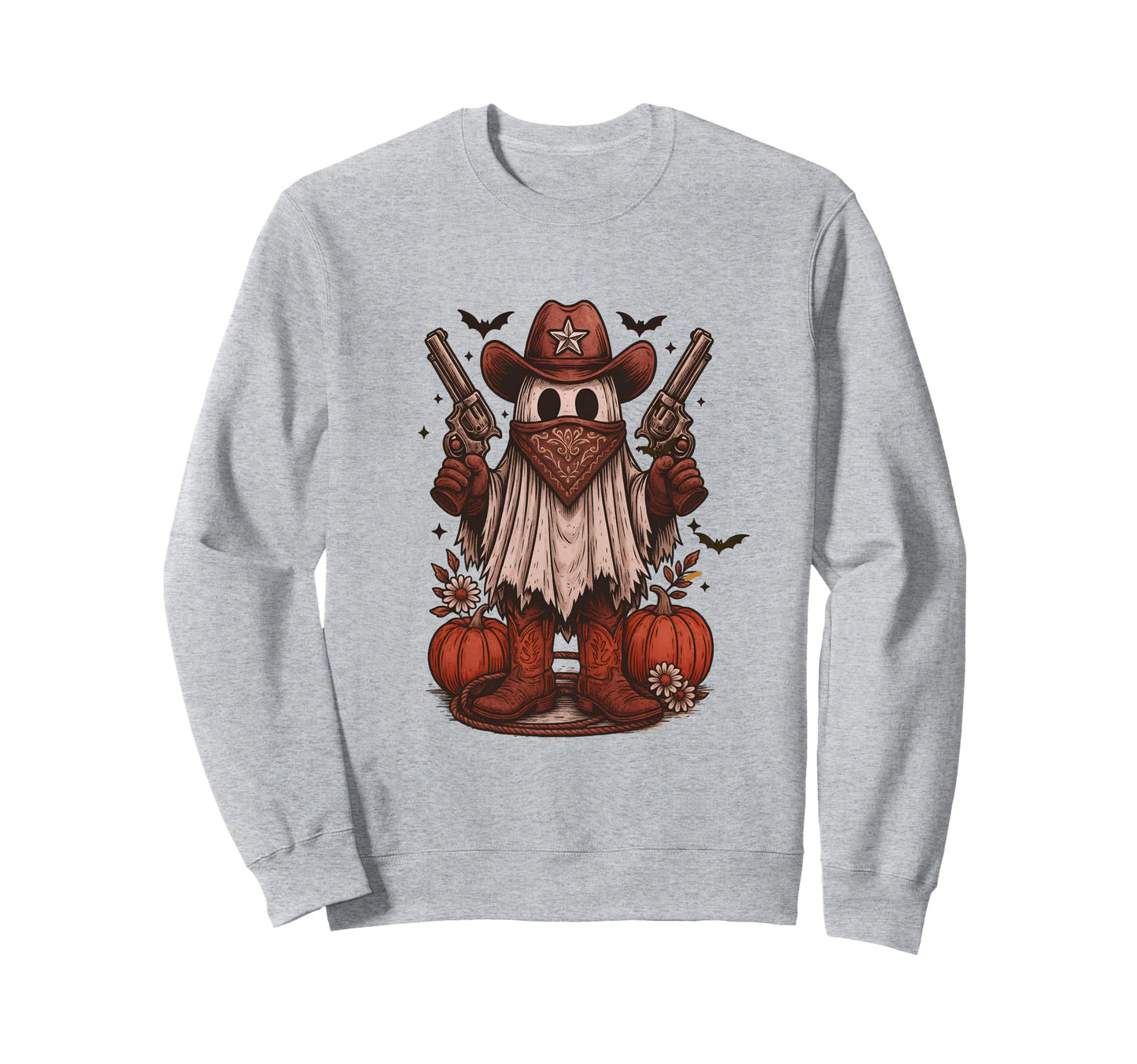 Cowboy Halloween Ghost Western Sweatshirt - Graphic Print Men Women - T-Shirt, Sweatshirt, Hoodie