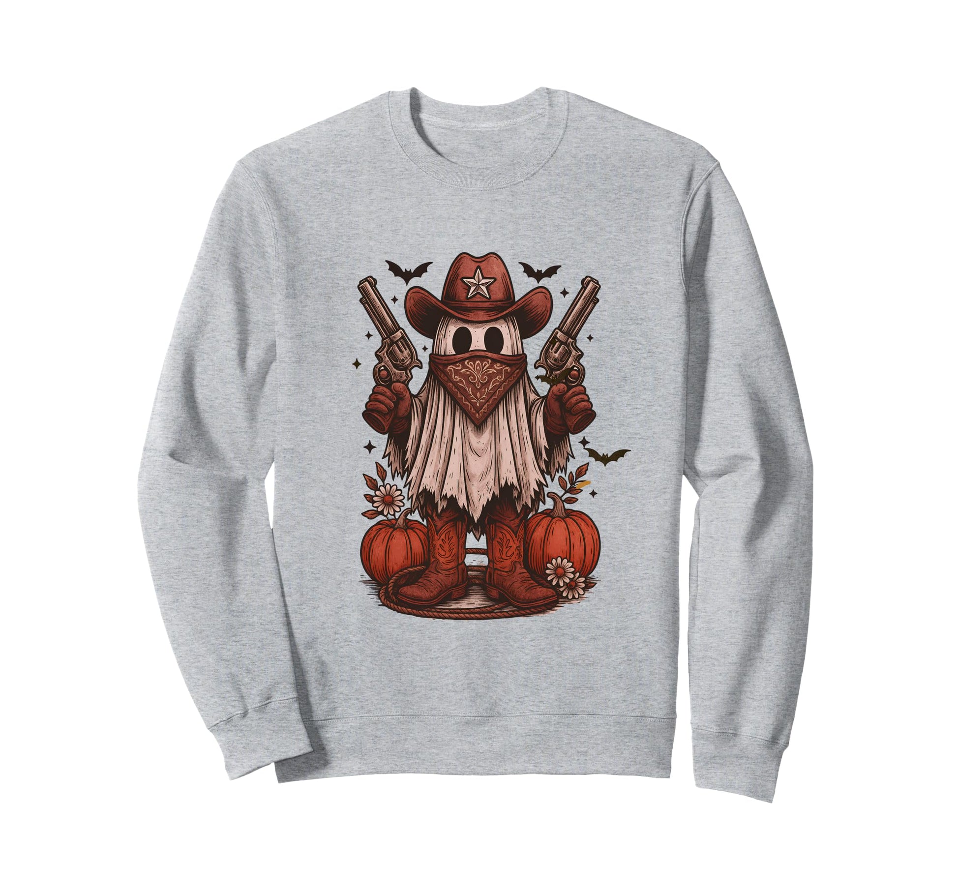Cowboy Halloween Ghost Western Sweatshirt - Graphic Print Men Women - T-Shirt, Sweatshirt, Hoodie