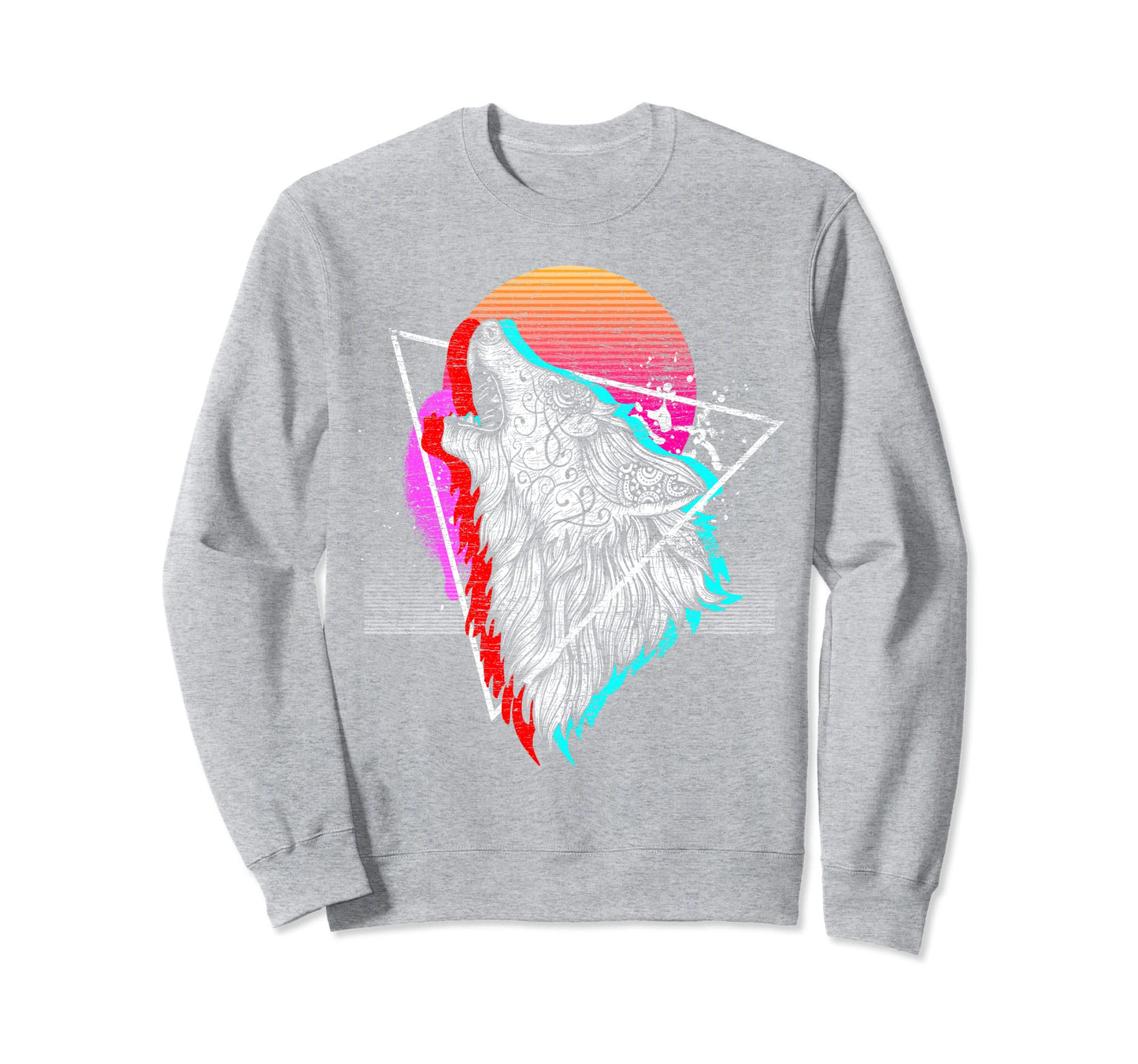 Animal Wolf 80S Art Vaporwave Sweatshirt - Fun Novelty Design Men Women - T-Shirt, Sweatshirt, Hoodie