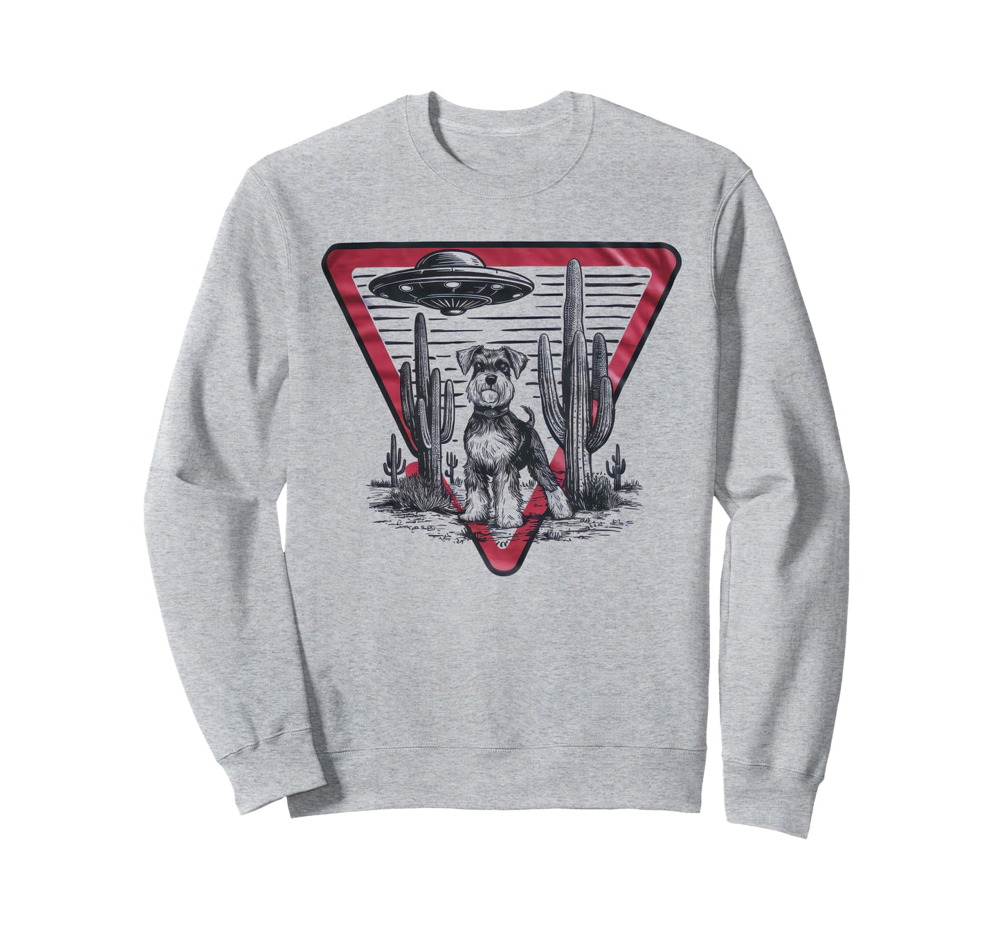Schnauzer Schnauzer Ufo Western Sweatshirt - Minimalist Print Unisex - T-Shirt, Sweatshirt, Hoodie