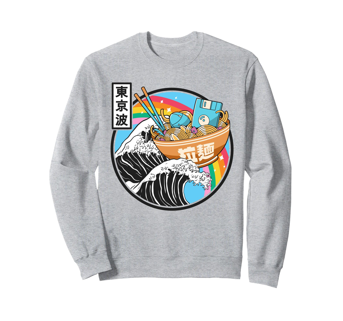 Digital Ramen Bowl Kanagawa Wave Japan Sweatshirt - Graphic Print Unisex - T-Shirt, Sweatshirt, Hoodie