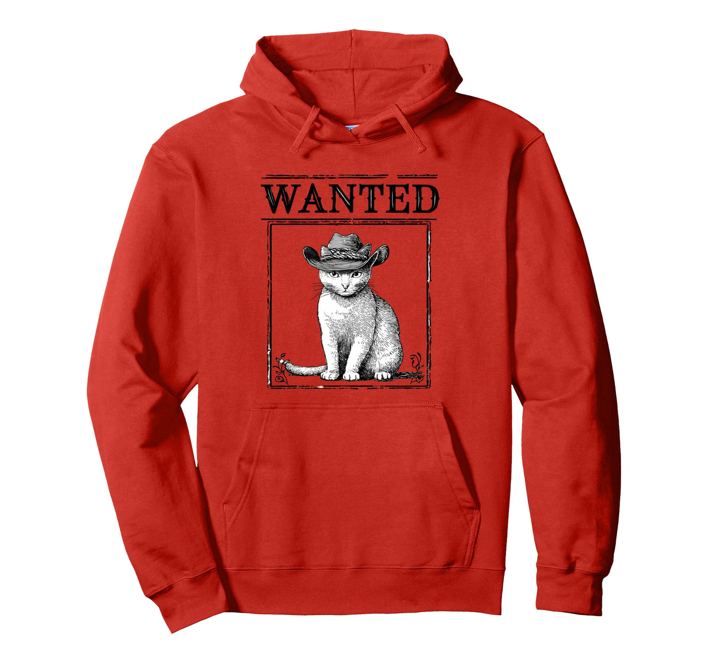 Wanted Cowboy Cat Western Country Hoodie - Aesthetic Graphic for Adults - T-Shirt, Sweatshirt, Hoodie