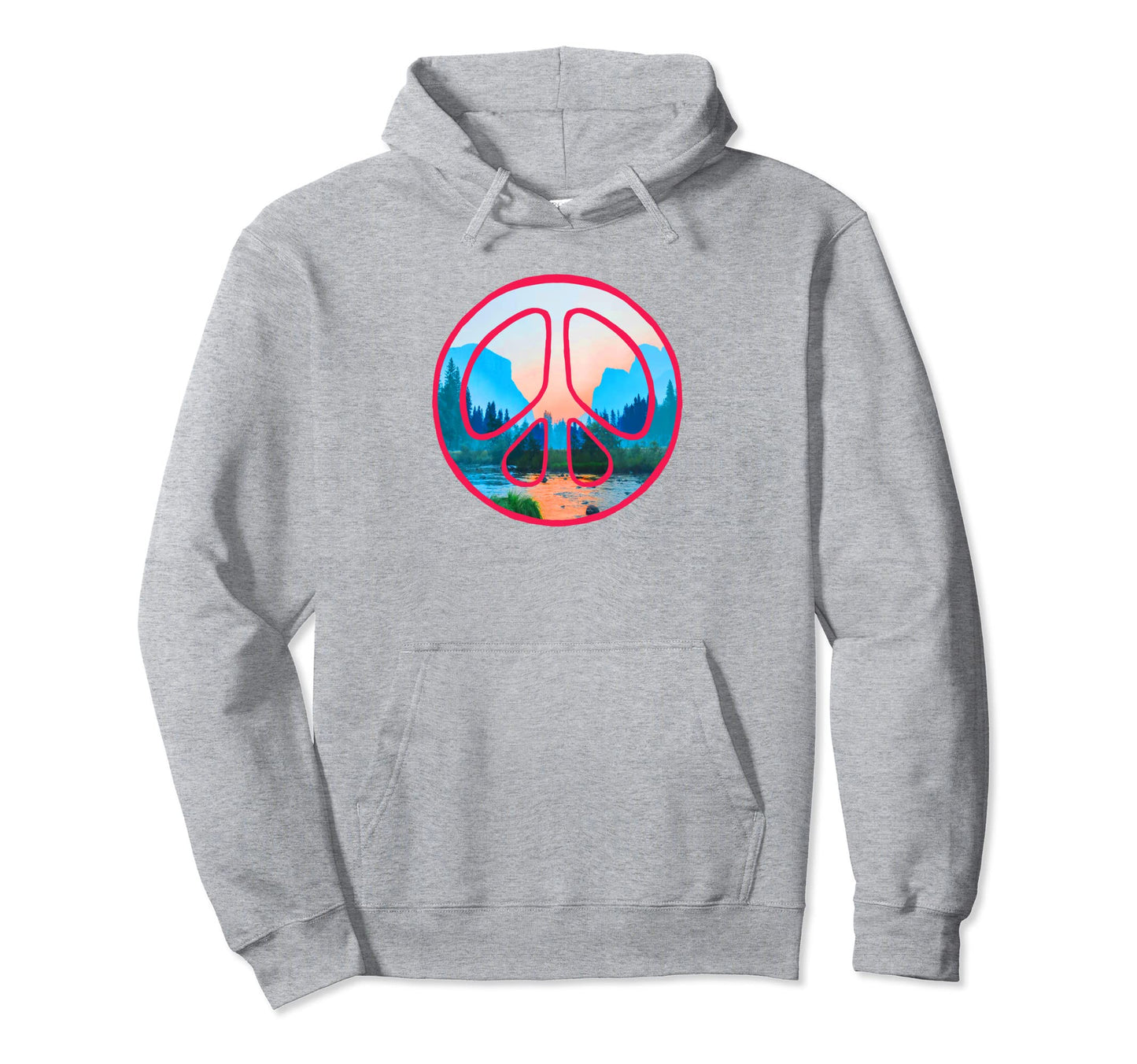 Yosemite National Park Peace Sign Half Hoodie - Unique Graphic Men Women - T-Shirt, Sweatshirt, Hoodie