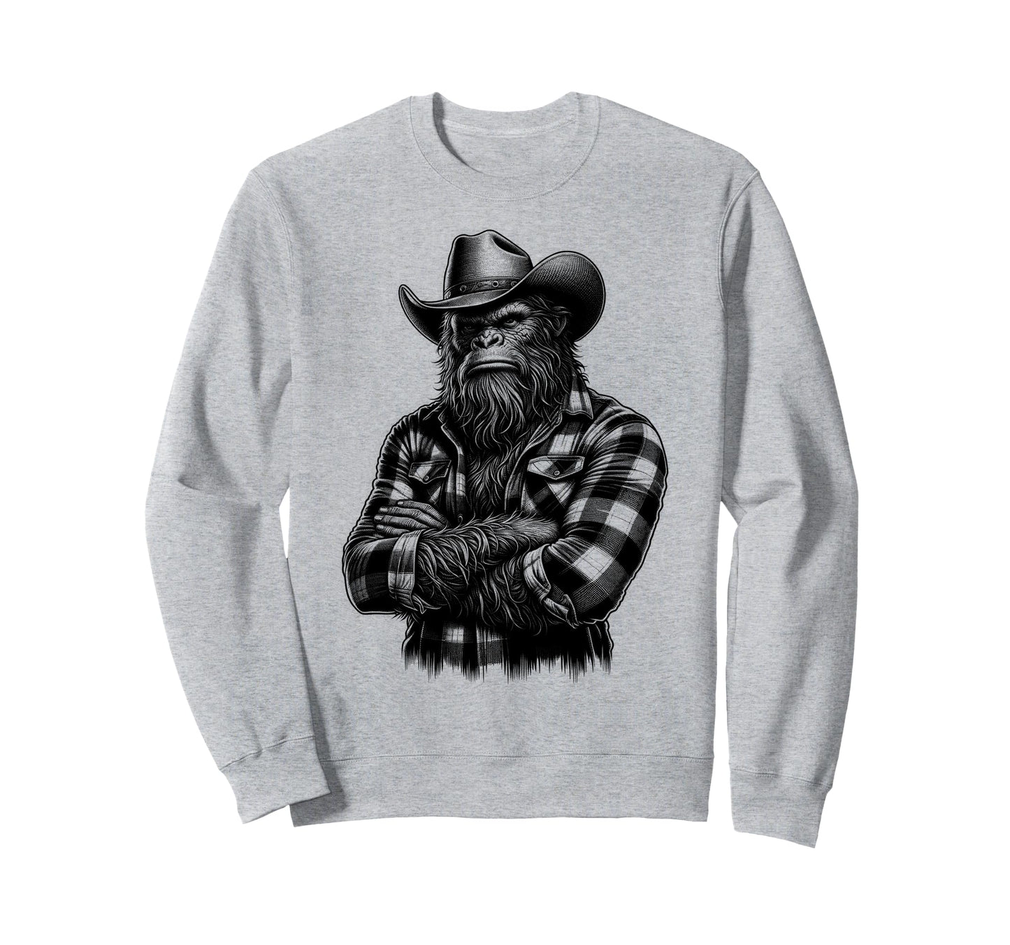 Bigfoot Sasquatch Funny Cowboy Sweatshirt - Fun Novelty Design Men Women - T-Shirt, Sweatshirt, Hoodie