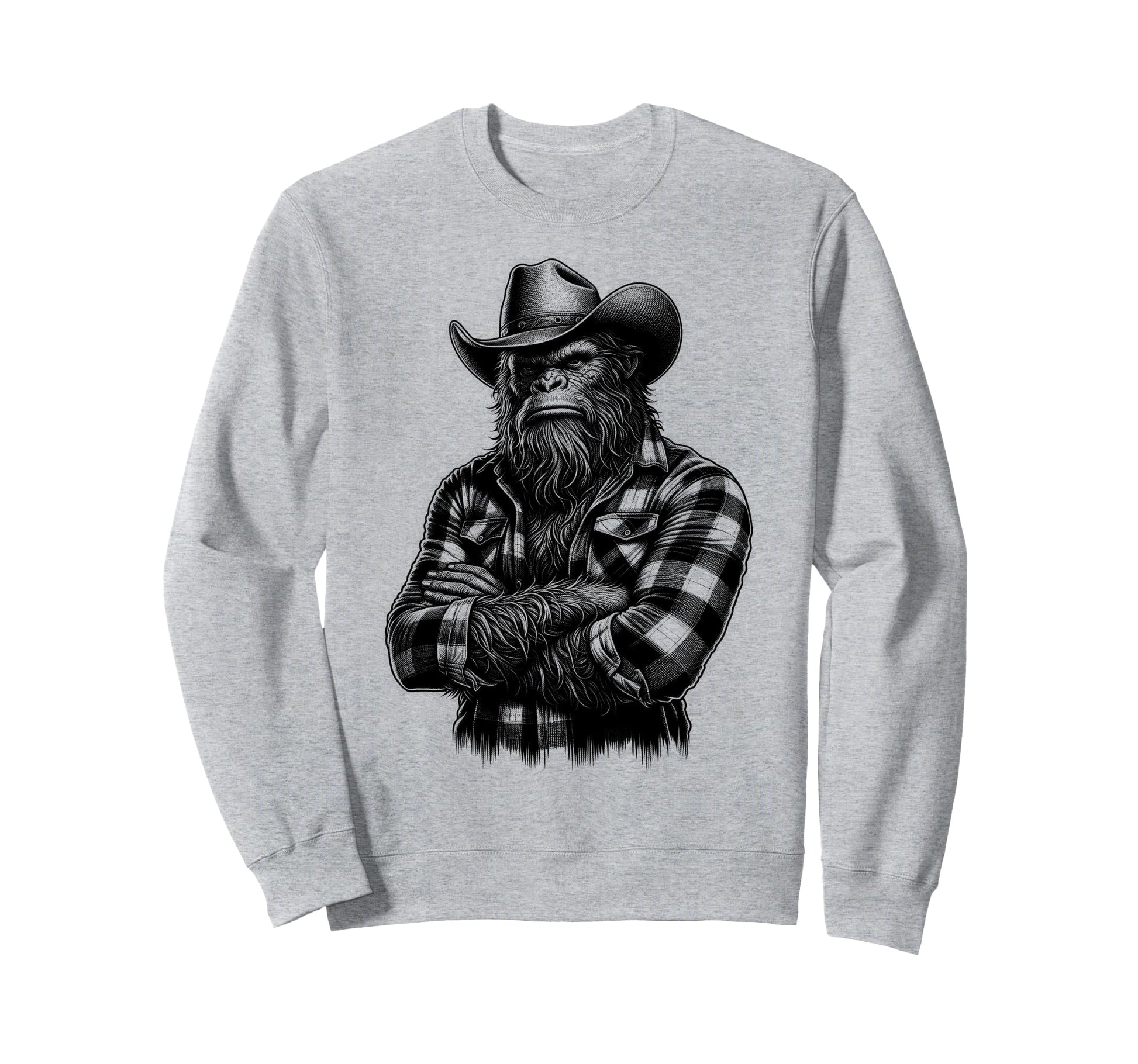 Bigfoot Sasquatch Funny Cowboy Sweatshirt - Fun Novelty Design Men Women - T-Shirt, Sweatshirt, Hoodie