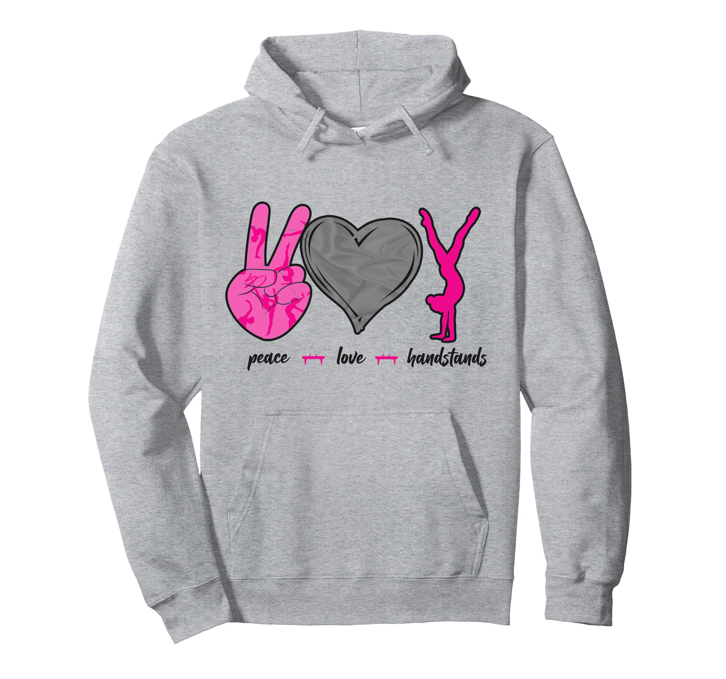 Gymnastics Handstand Peace Love Hoodie - Unique Graphic Men Women - T-Shirt, Sweatshirt, Hoodie