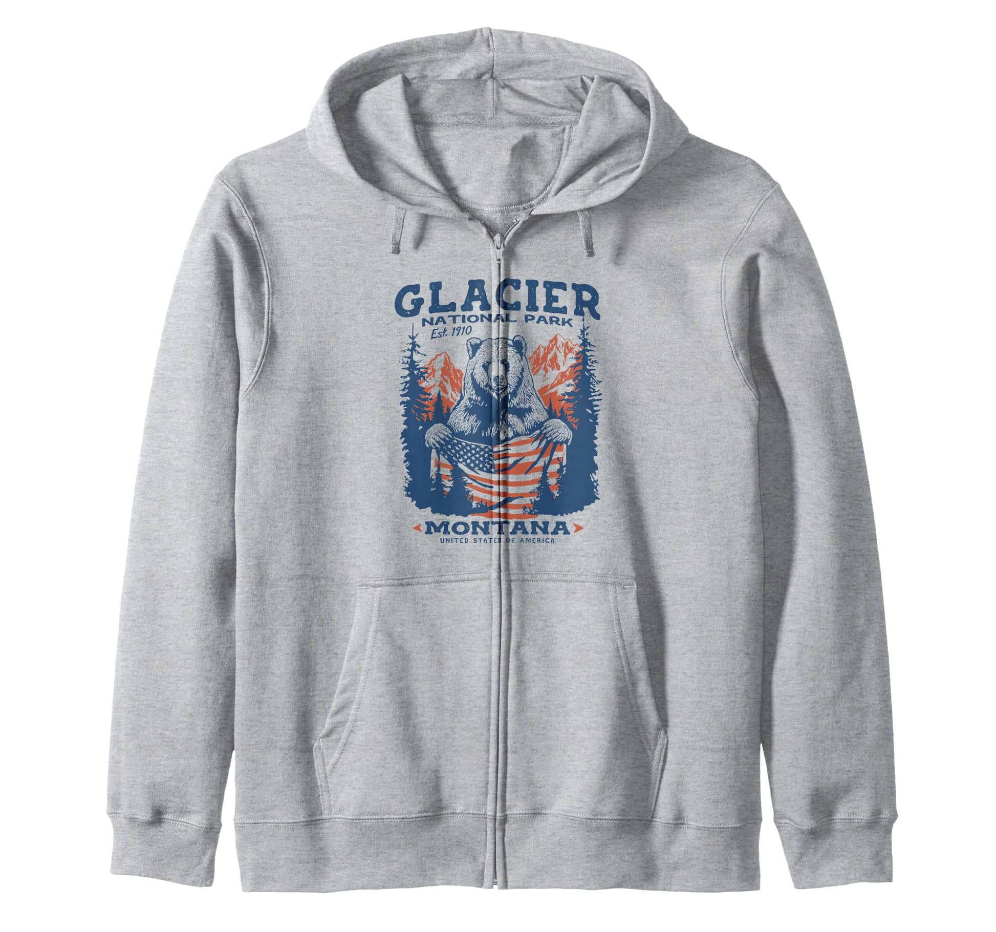 Glacier National Park Patriotic Usa Gifts Hoodie - Streetwear Style Unisex - T-Shirt, Sweatshirt, Hoodie