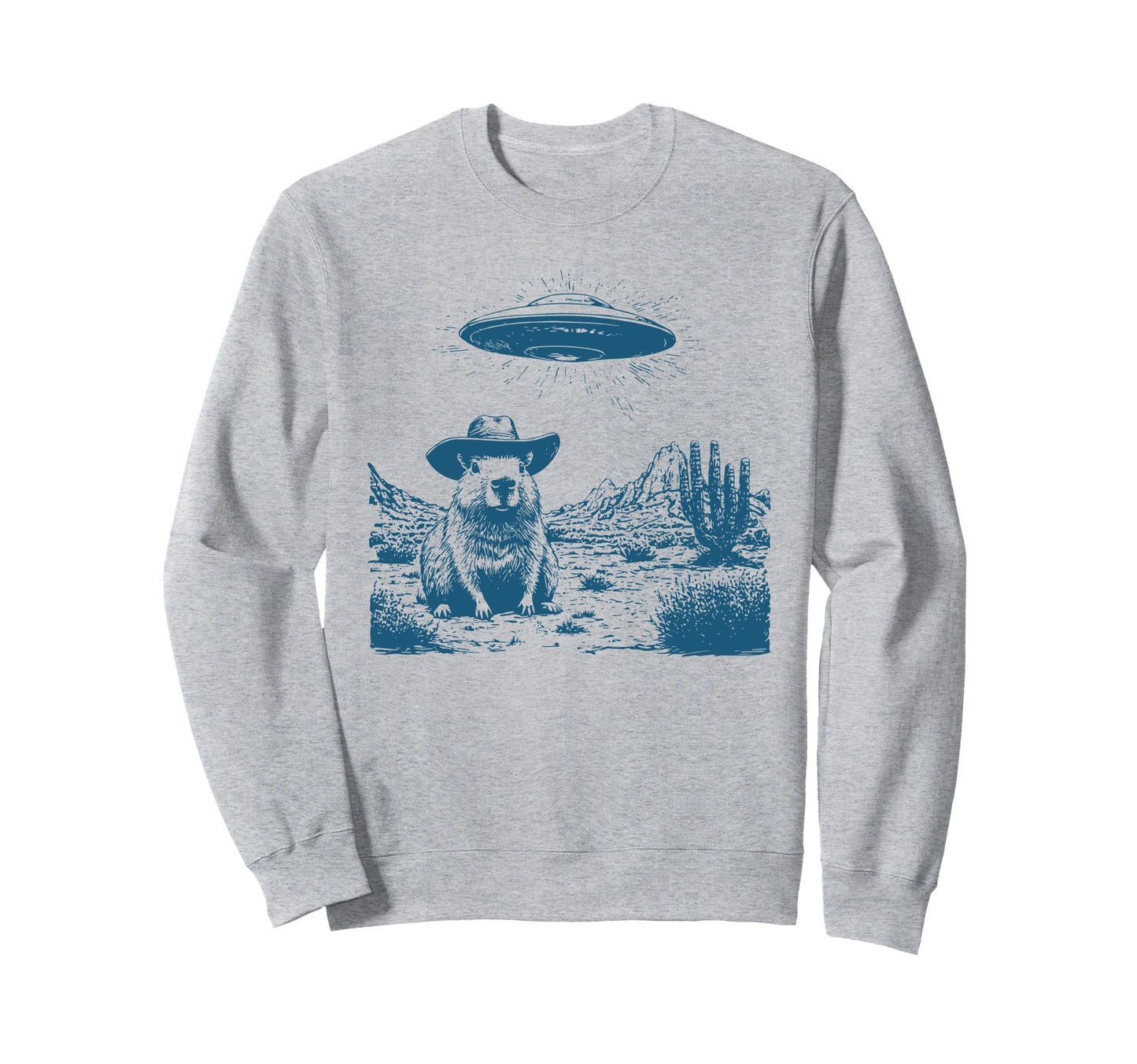 Funny Cowboy Capybara Alien Sweatshirt - Casual Everyday Wear for Adults - T-Shirt, Sweatshirt, Hoodie