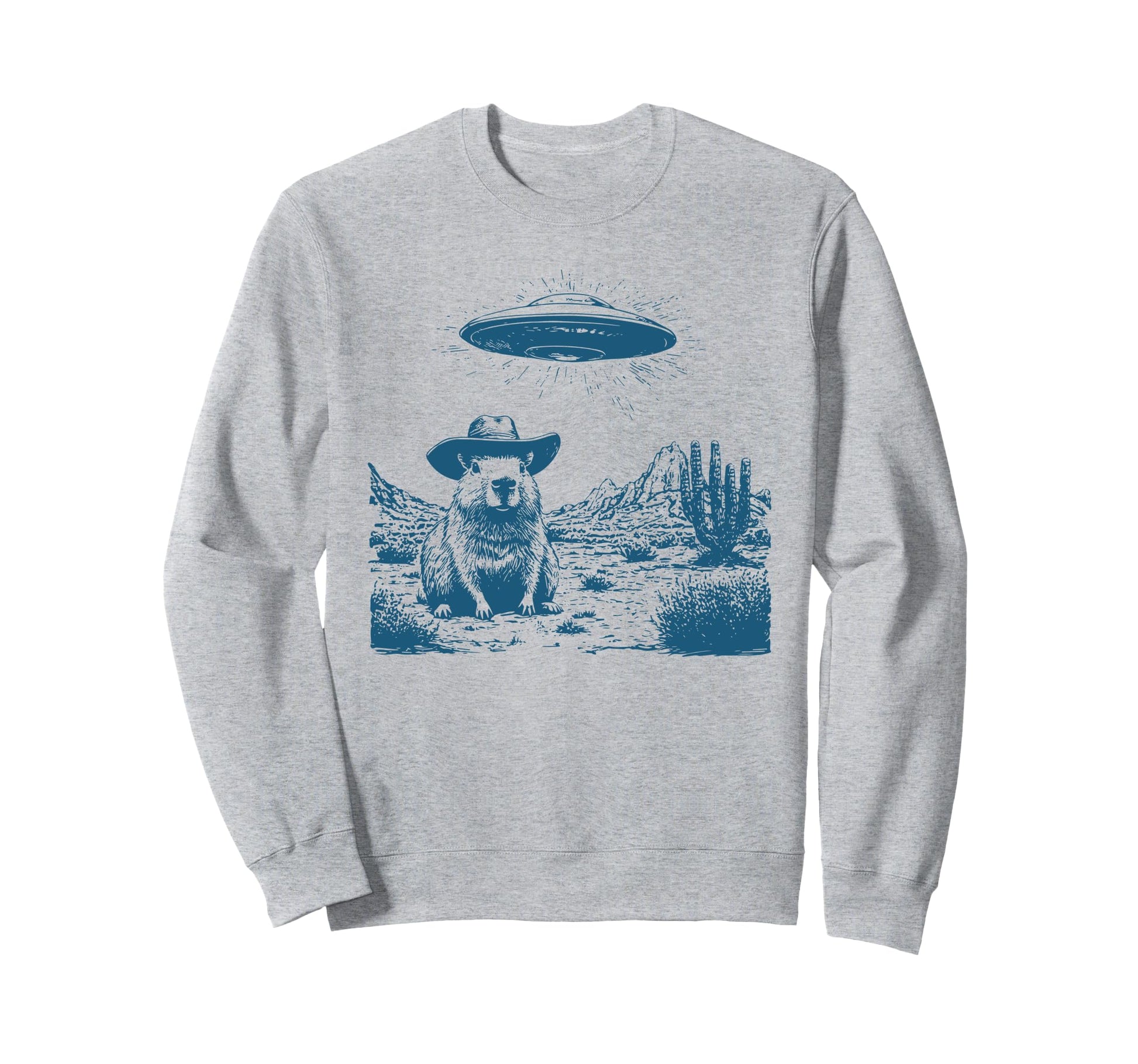 Funny Cowboy Capybara Alien Sweatshirt - Casual Everyday Wear for Adults - T-Shirt, Sweatshirt, Hoodie
