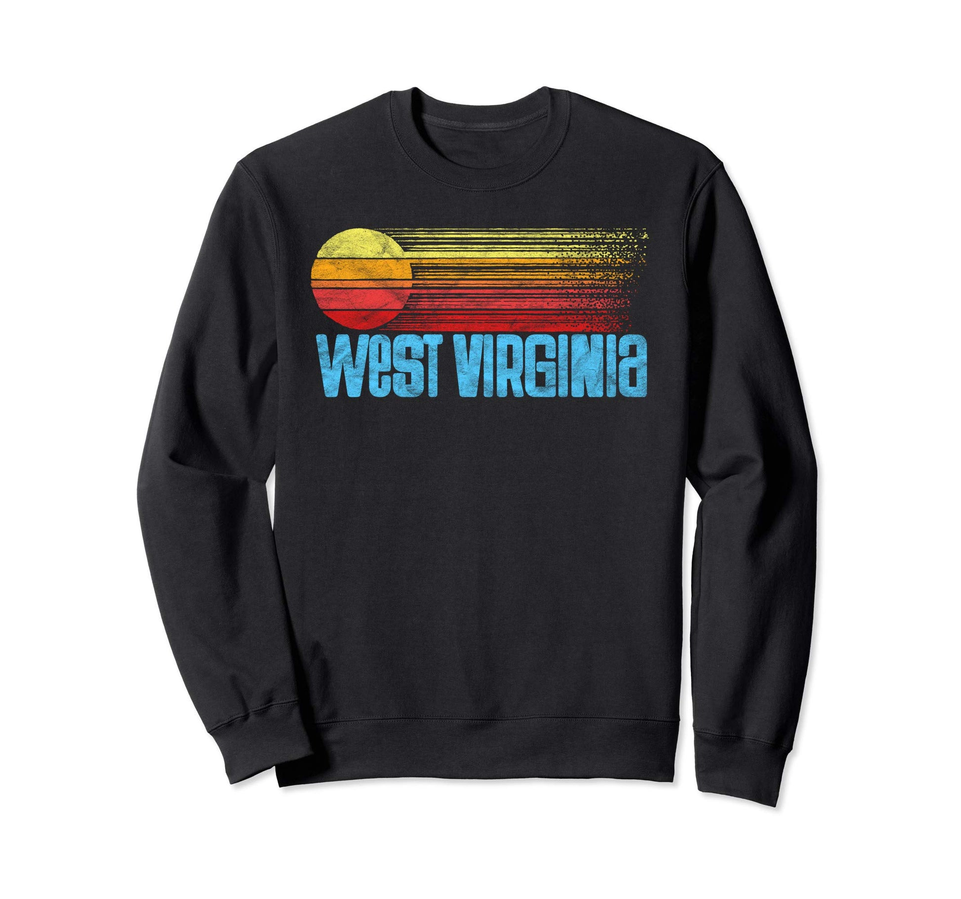 West Virginia Distressed Sun Sweatshirt - Novelty Apparel Unisex - T-Shirt, Sweatshirt, Hoodie