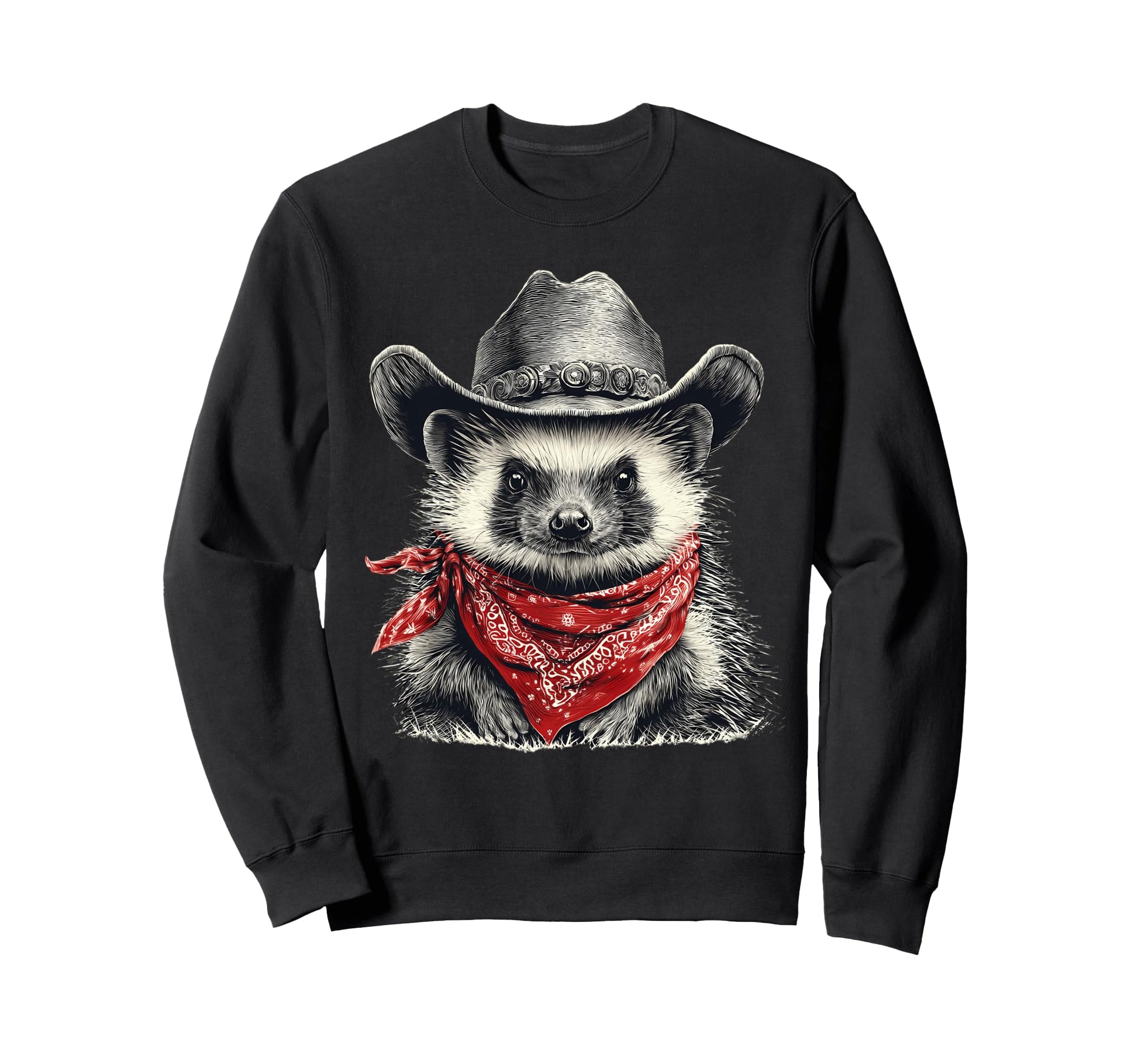 Country Cowboy Hedgehog Rodeo Cowgirl Sweatshirt - Unique Graphic Unisex - T-Shirt, Sweatshirt, Hoodie