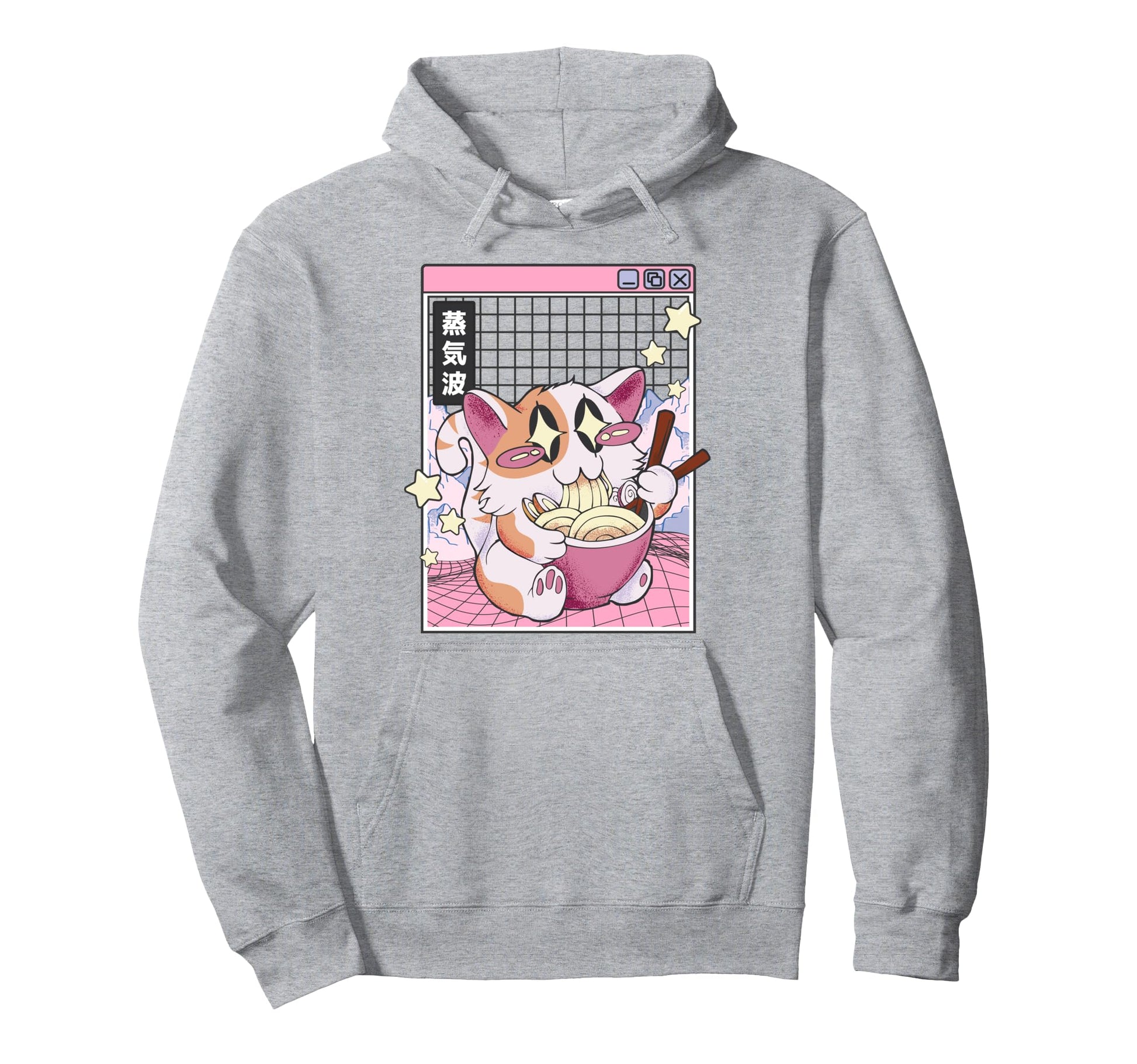 Cat Ramen Noodles Kawaii Vaporwave Hoodie - Unique Graphic Men Women - T-Shirt, Sweatshirt, Hoodie