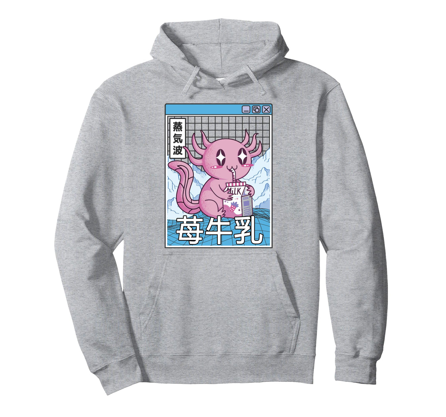 Axolotl Strawberry Milk Kawaii Hoodie - Casual Everyday Wear Unisex - T-Shirt, Sweatshirt, Hoodie
