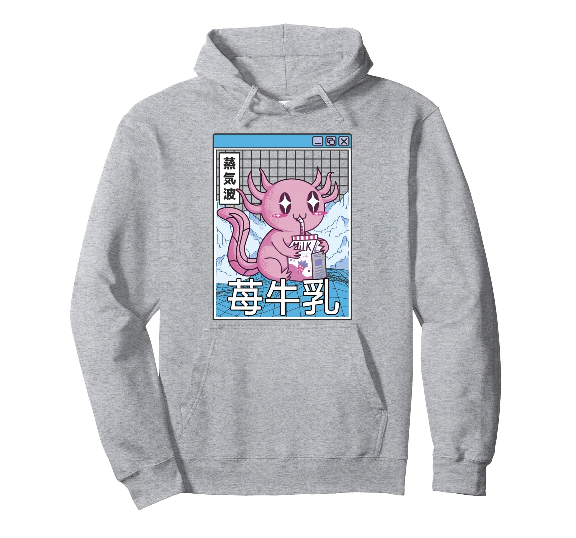 Axolotl Strawberry Milk Kawaii Hoodie - Casual Everyday Wear Unisex - T-Shirt, Sweatshirt, Hoodie