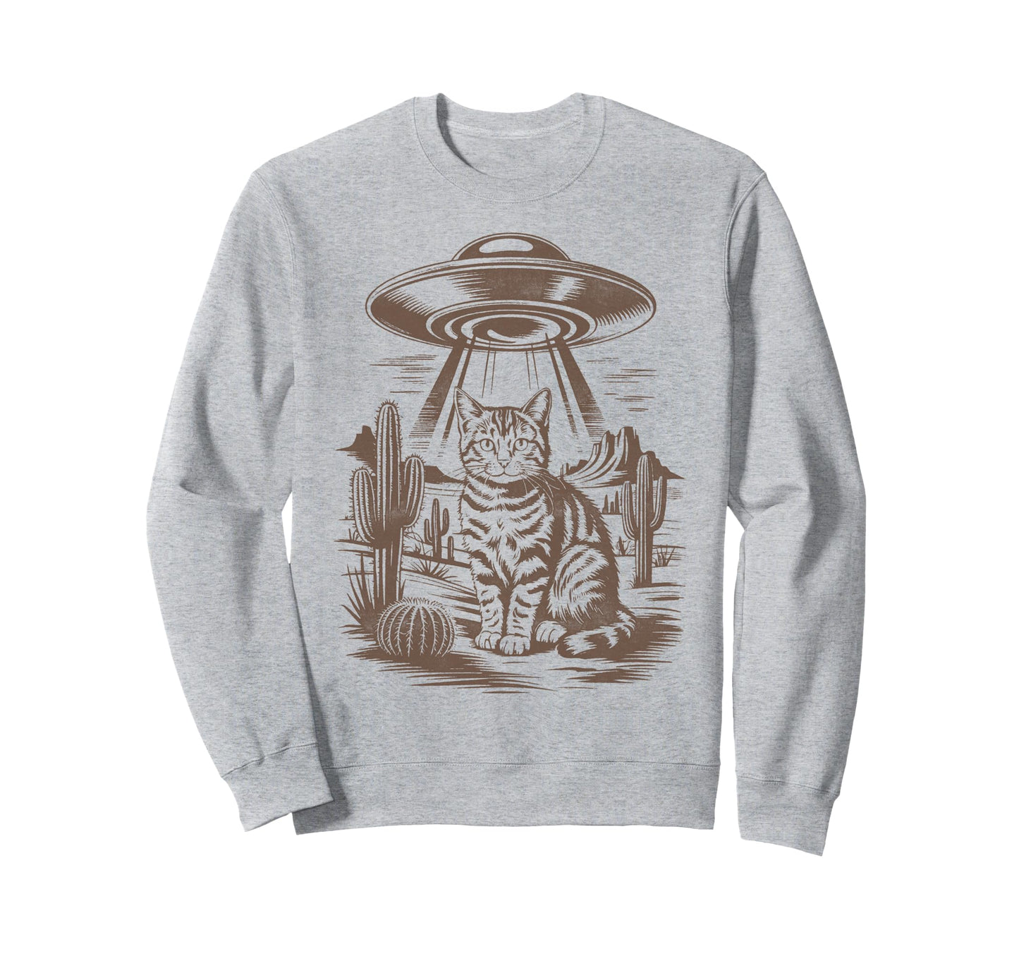 Funny Cat Western Ufo Cowboy Sweatshirt - Casual Everyday Wear for Adults - T-Shirt, Sweatshirt, Hoodie