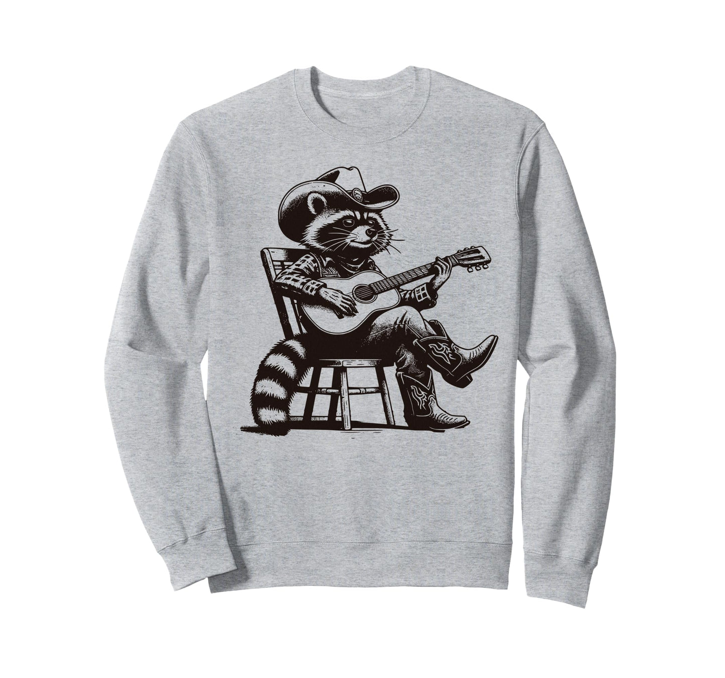 Raccoon Cowboy Hat Cowgirl Boots Sweatshirt - Streetwear Style for Adults - T-Shirt, Sweatshirt, Hoodie