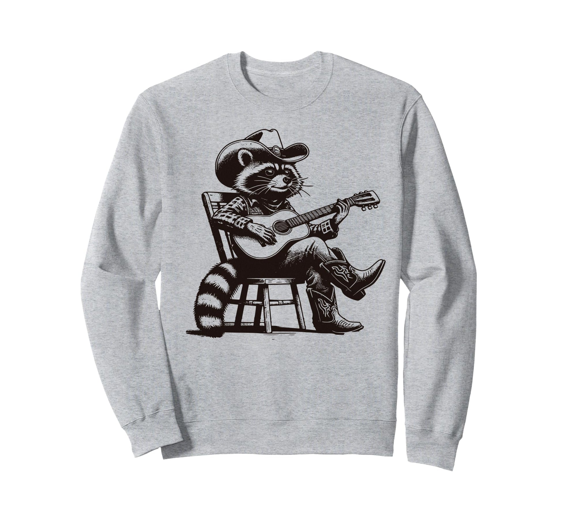 Raccoon Cowboy Hat Cowgirl Boots Sweatshirt - Streetwear Style for Adults - T-Shirt, Sweatshirt, Hoodie