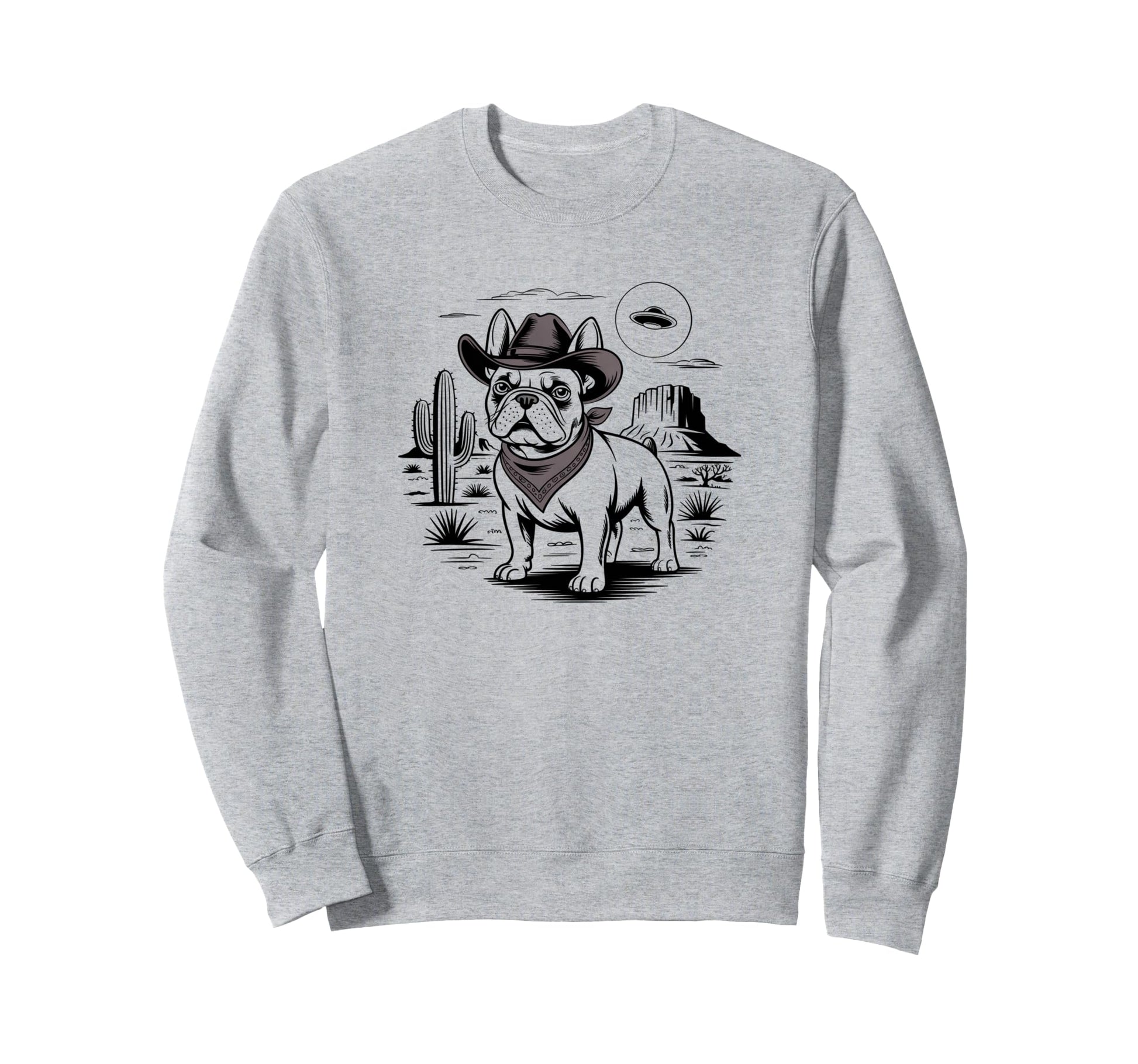 French Bulldog Ufo Western Cowboy Sweatshirt - Novelty Apparel Men Women - T-Shirt, Sweatshirt, Hoodie