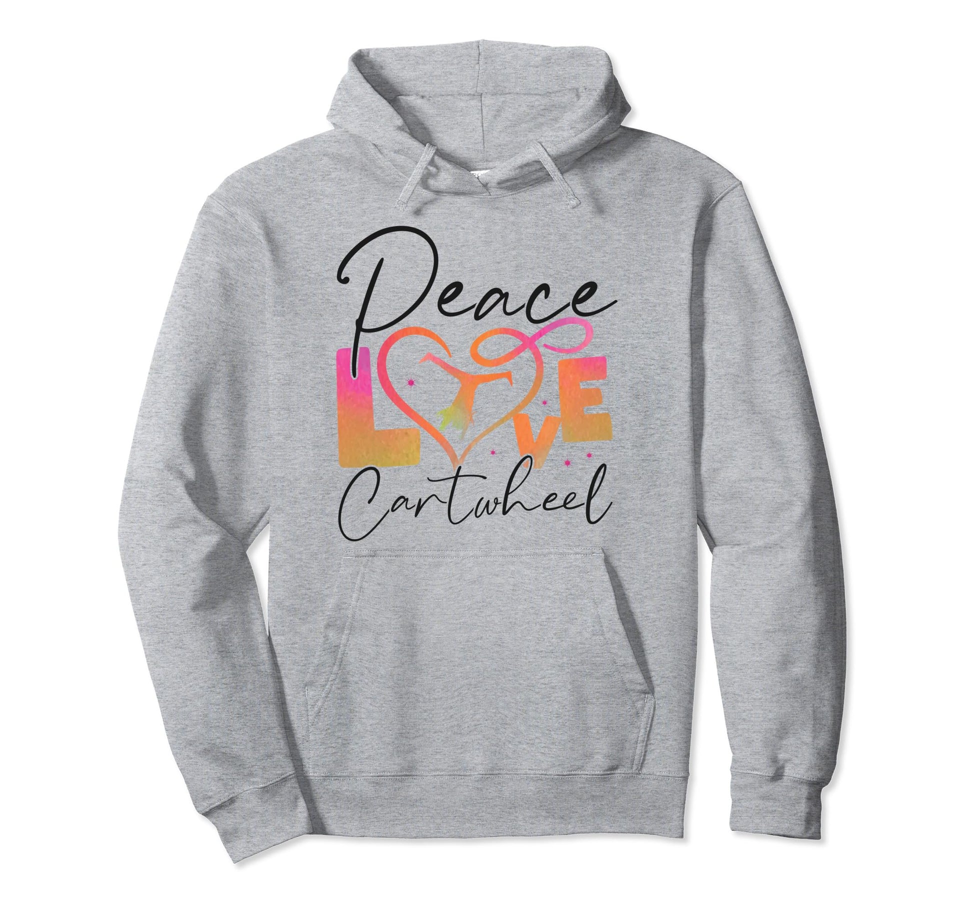 Gymnastics Cartwheel Peace Love Cartwheel Hoodie - Aesthetic Graphic Unisex - T-Shirt, Sweatshirt, Hoodie