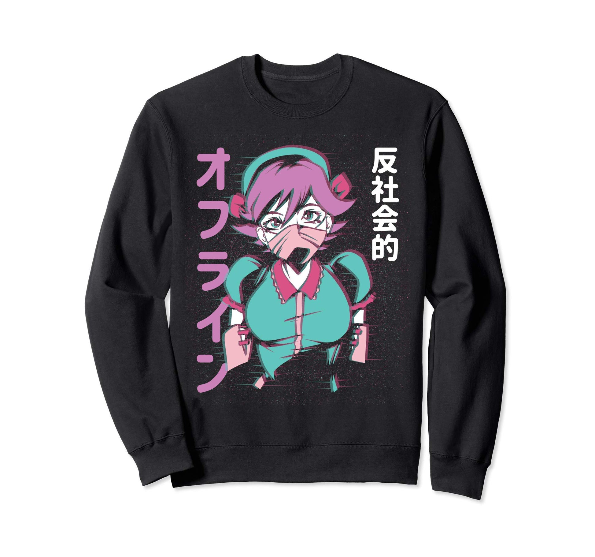 Anti Social E Anime Japanese Text Sweatshirt - Casual Everyday Wear Unisex - T-Shirt, Sweatshirt, Hoodie