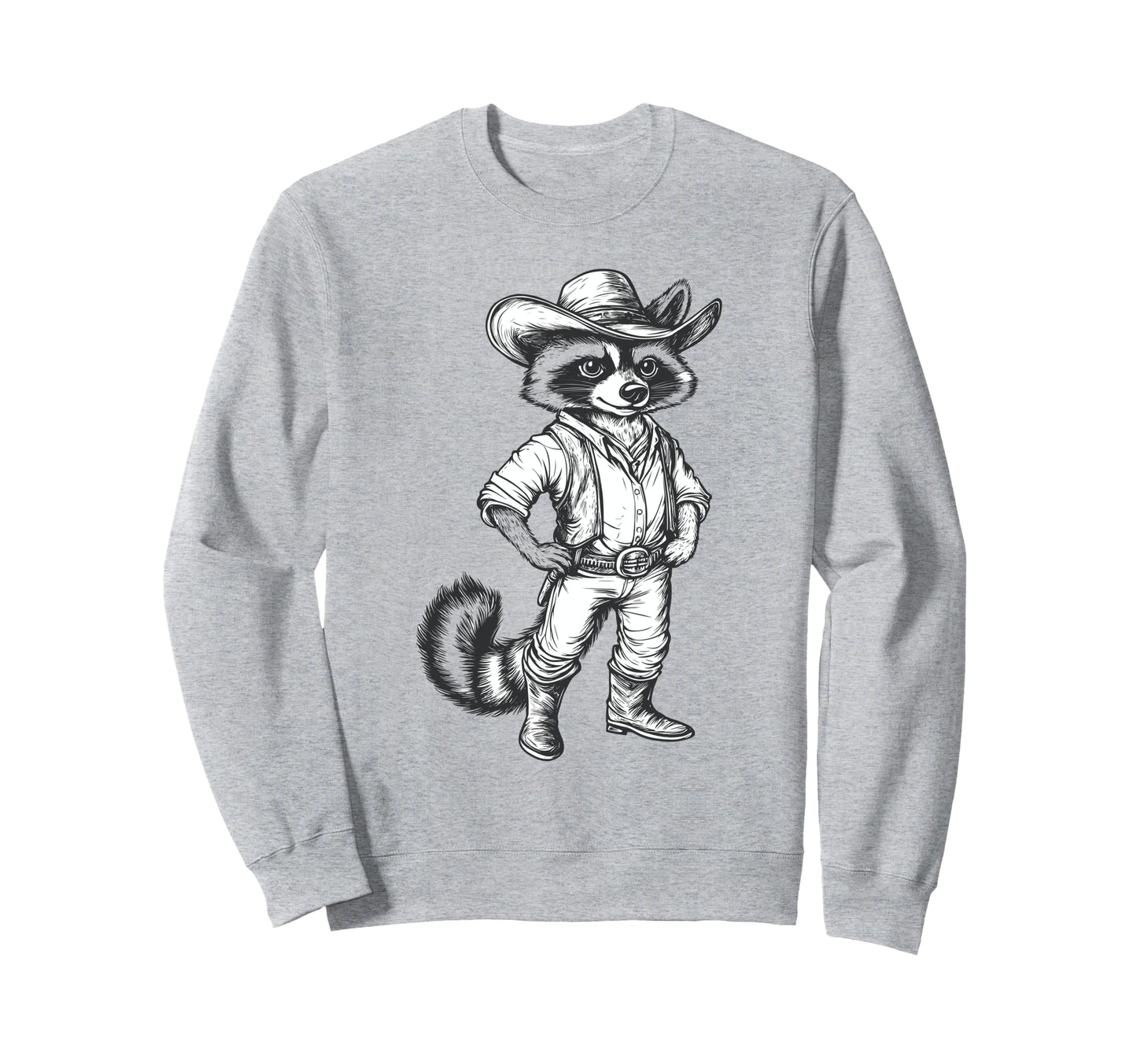 Raccoon Cowboy Cowgirl Western Sweatshirt - Graphic Print for Adults - T-Shirt, Sweatshirt, Hoodie