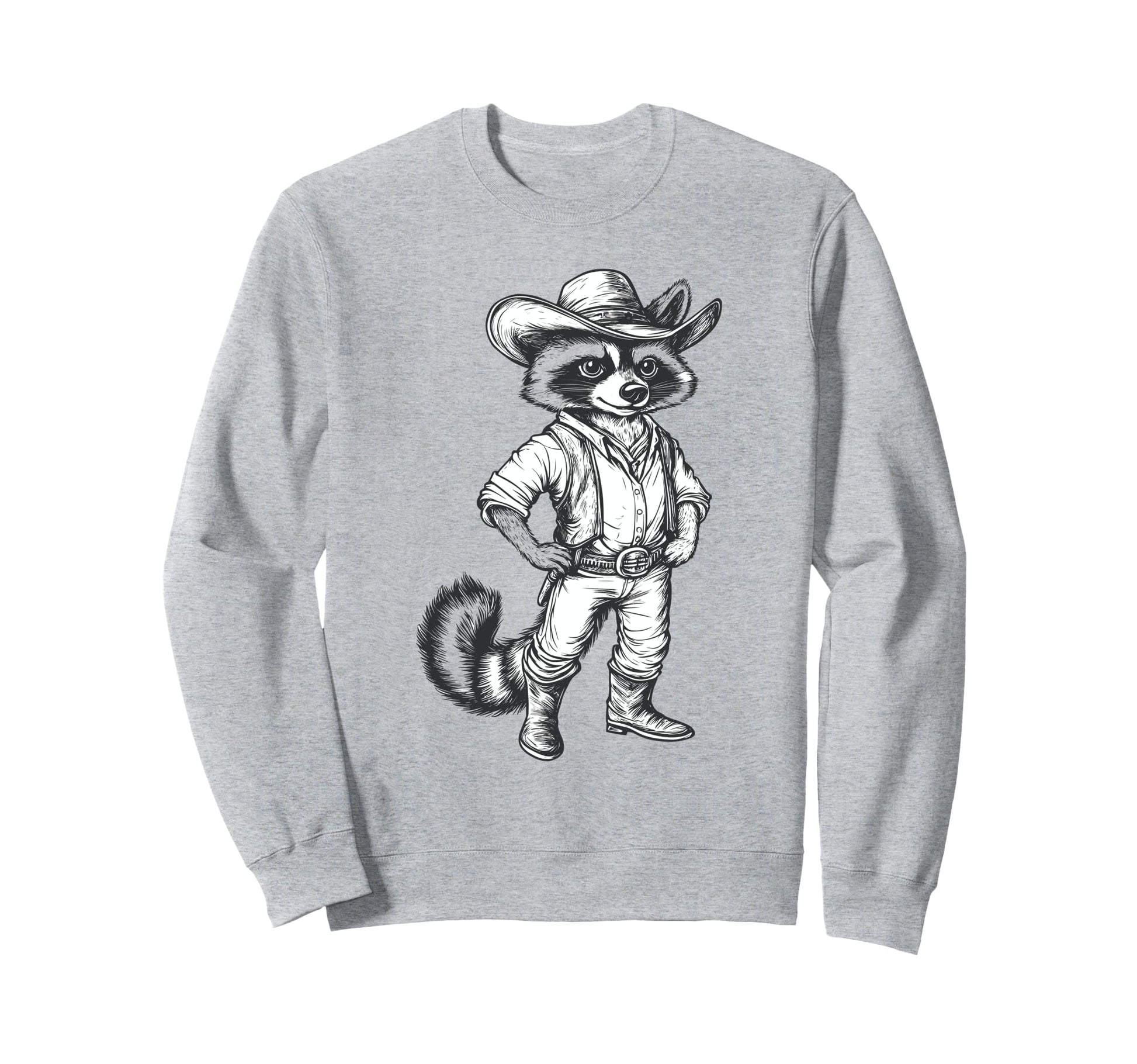 Raccoon Cowboy Cowgirl Western Sweatshirt - Graphic Print for Adults - T-Shirt, Sweatshirt, Hoodie