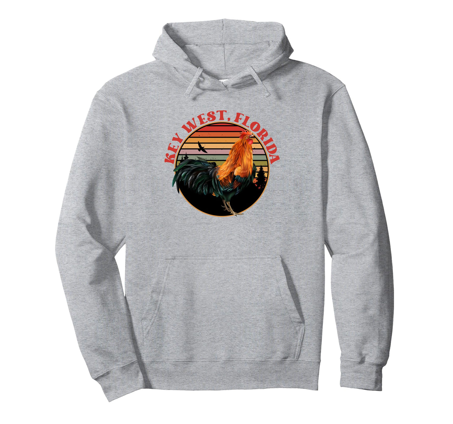 Key West Florida Sunset Rooster Chicken Hoodie - Unique Graphic for Adults - T-Shirt, Sweatshirt, Hoodie