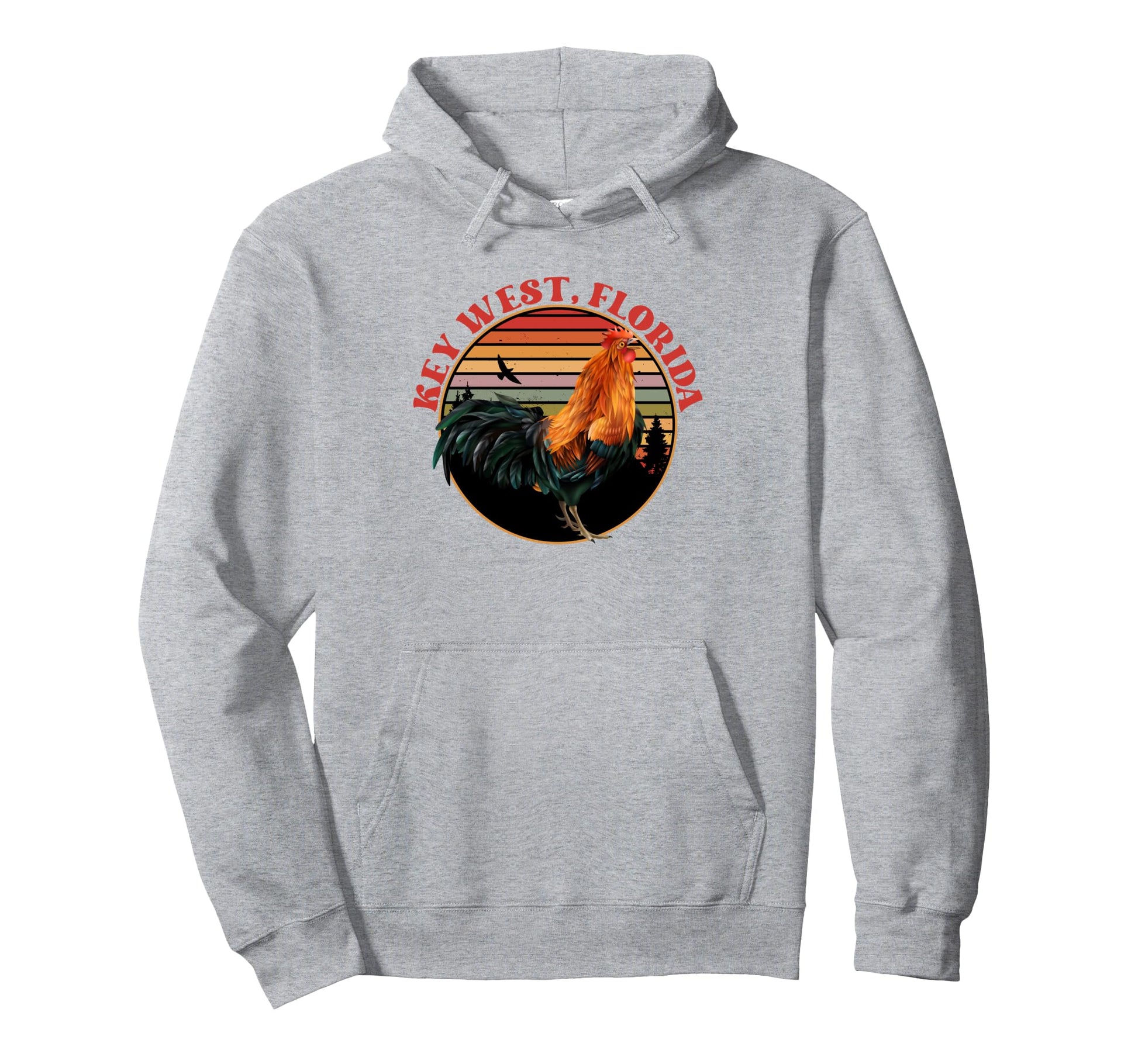 Key West Florida Sunset Rooster Chicken Hoodie - Unique Graphic for Adults - T-Shirt, Sweatshirt, Hoodie