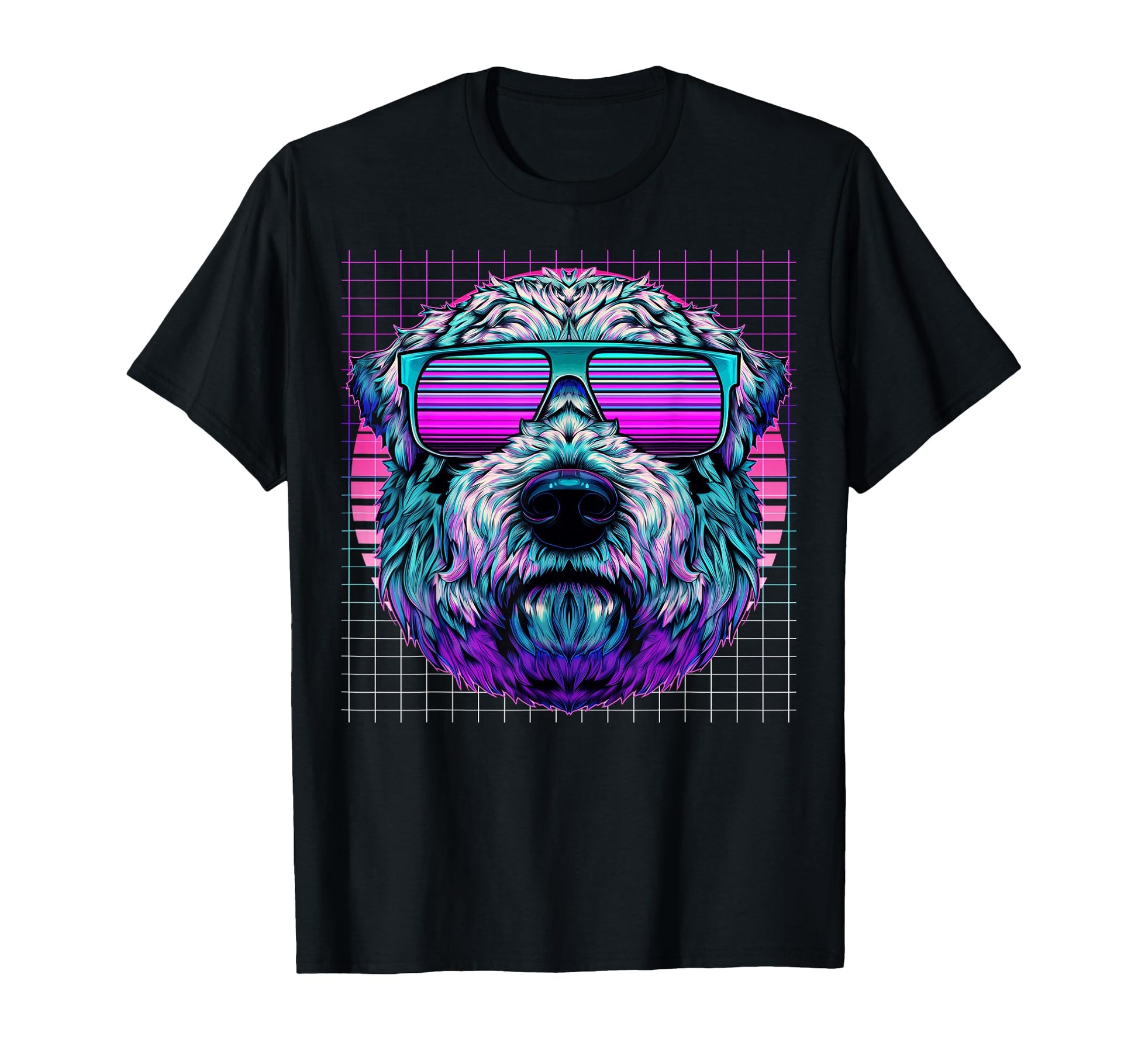Wheaten Terrier Sunglasses Dog Vaporwave T-Shirt - Minimalist Print Unisex - T-Shirt, Sweatshirt, Hoodie