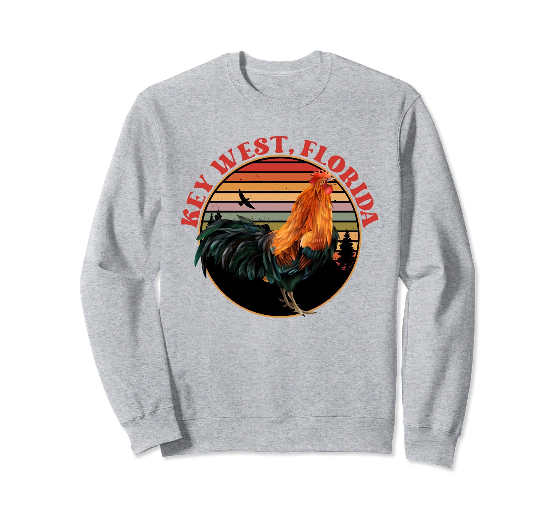 Key West Florida Sunset Rooster Chicken Sweatshirt - Trendy Graphic Unisex - T-Shirt, Sweatshirt, Hoodie