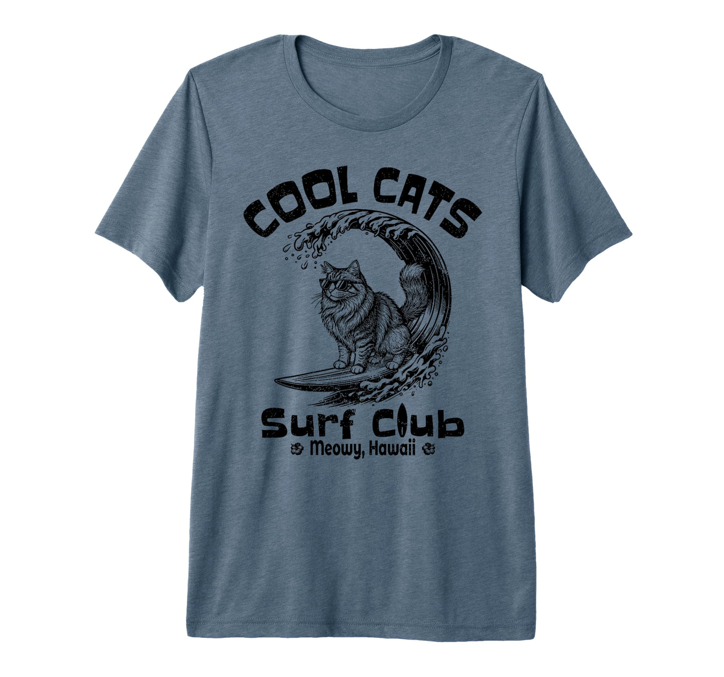 Cats Surf Club Meowy Hawaii Tri Blend T-Shirt - Casual Everyday Wear Unisex - T-Shirt, Sweatshirt, Hoodie