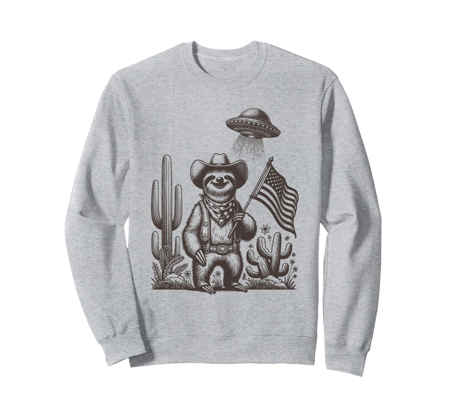 Ufo Sloth Cowboy Desert American Sweatshirt - Novelty Apparel Men Women - T-Shirt, Sweatshirt, Hoodie