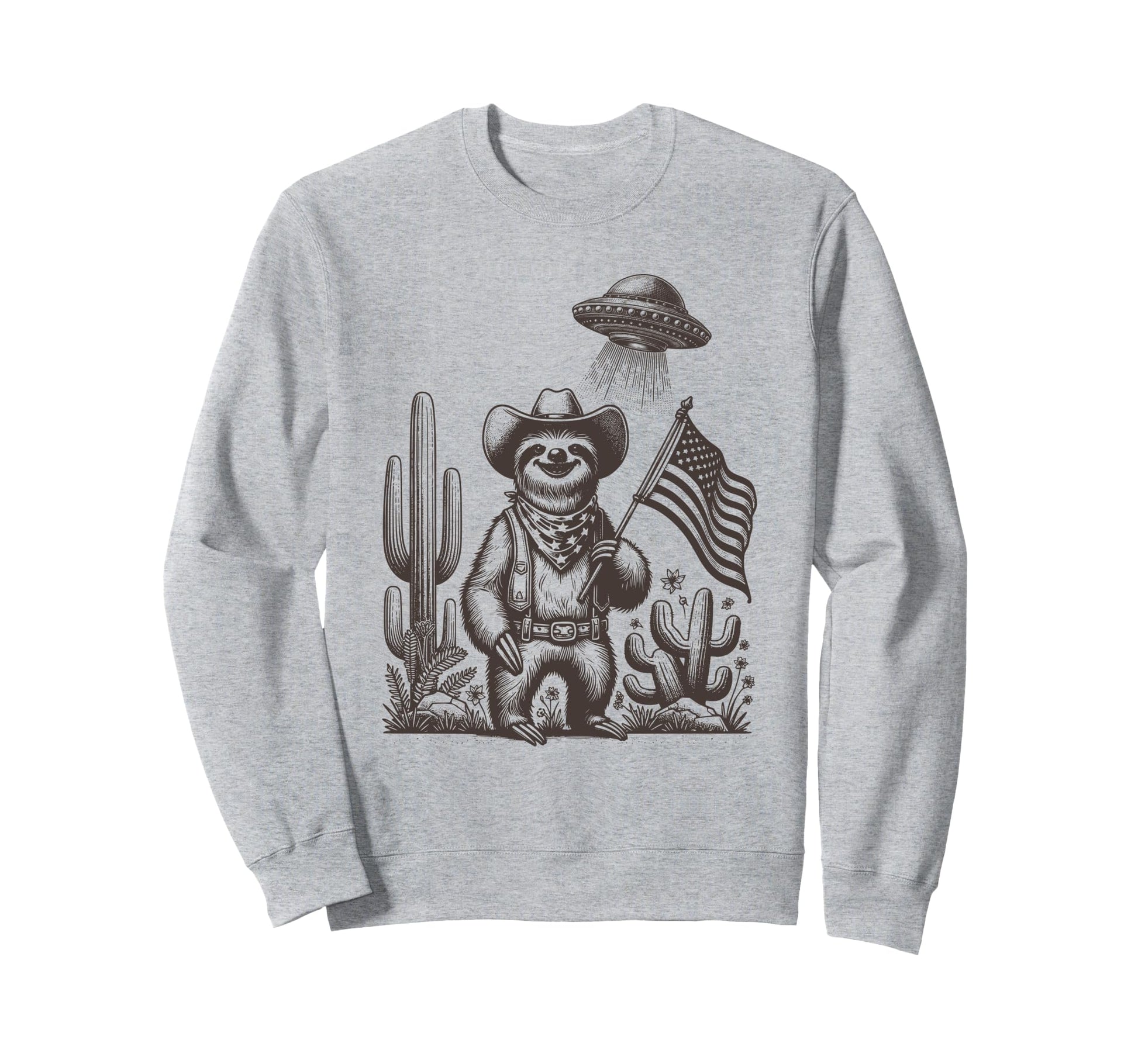 Ufo Sloth Cowboy Desert American Sweatshirt - Novelty Apparel Men Women - T-Shirt, Sweatshirt, Hoodie