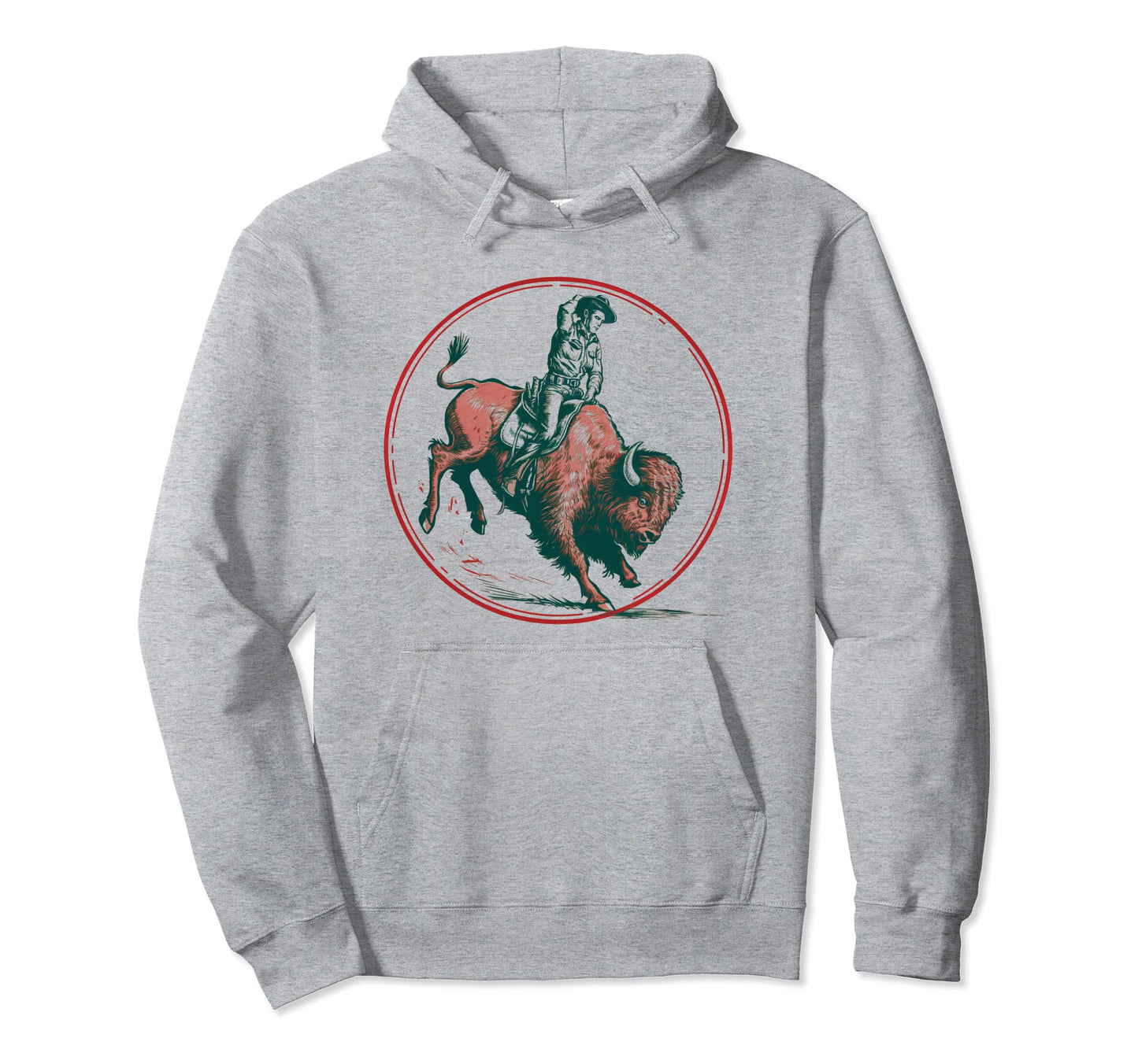 Rodeo Cowboy Riding Buffalo Western Hoodie - Unique Graphic Men Women - T-Shirt, Sweatshirt, Hoodie