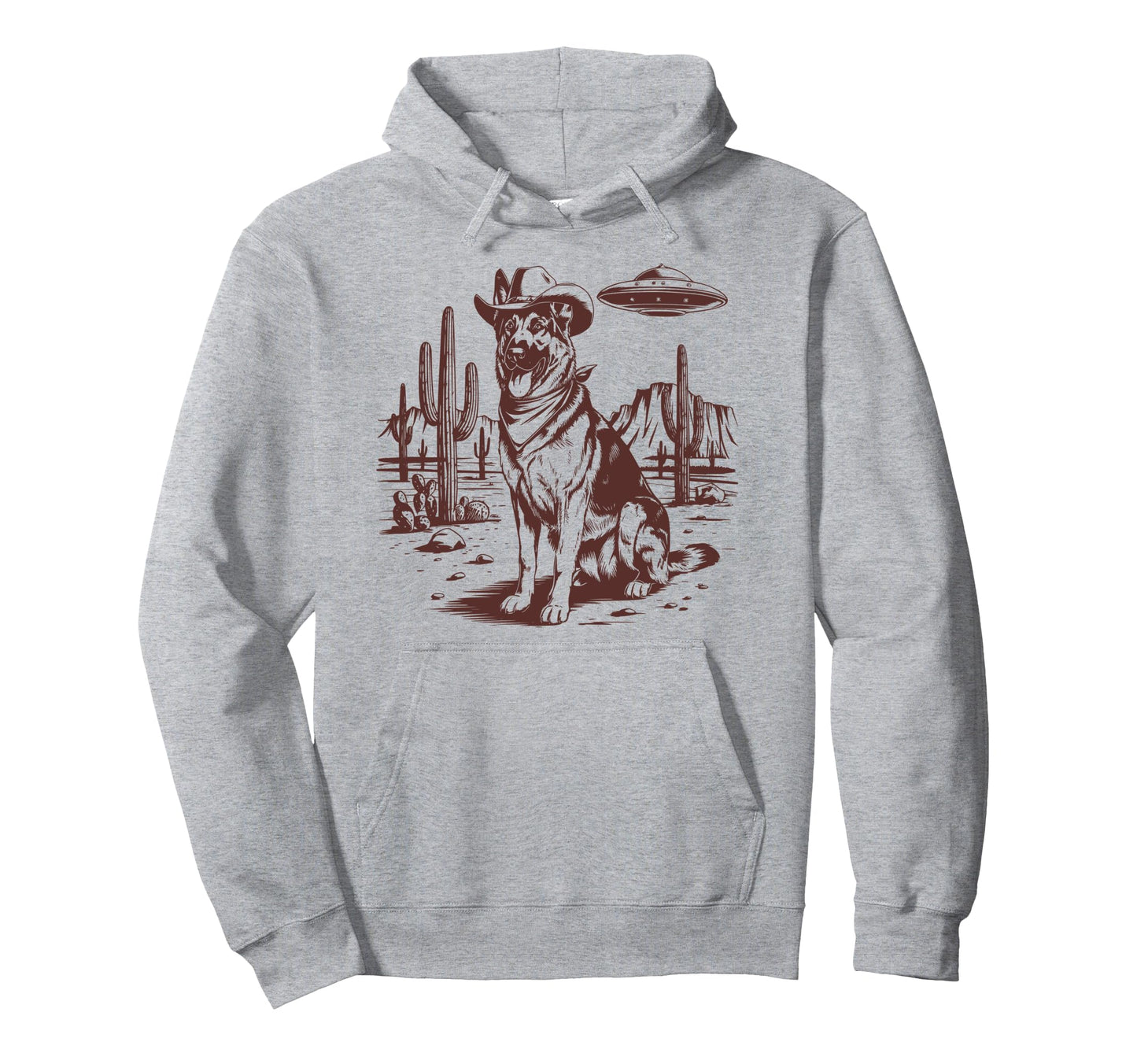 German Shepherd Ufo Western Alien 90S Hoodie - Streetwear Style for Adults - T-Shirt, Sweatshirt, Hoodie