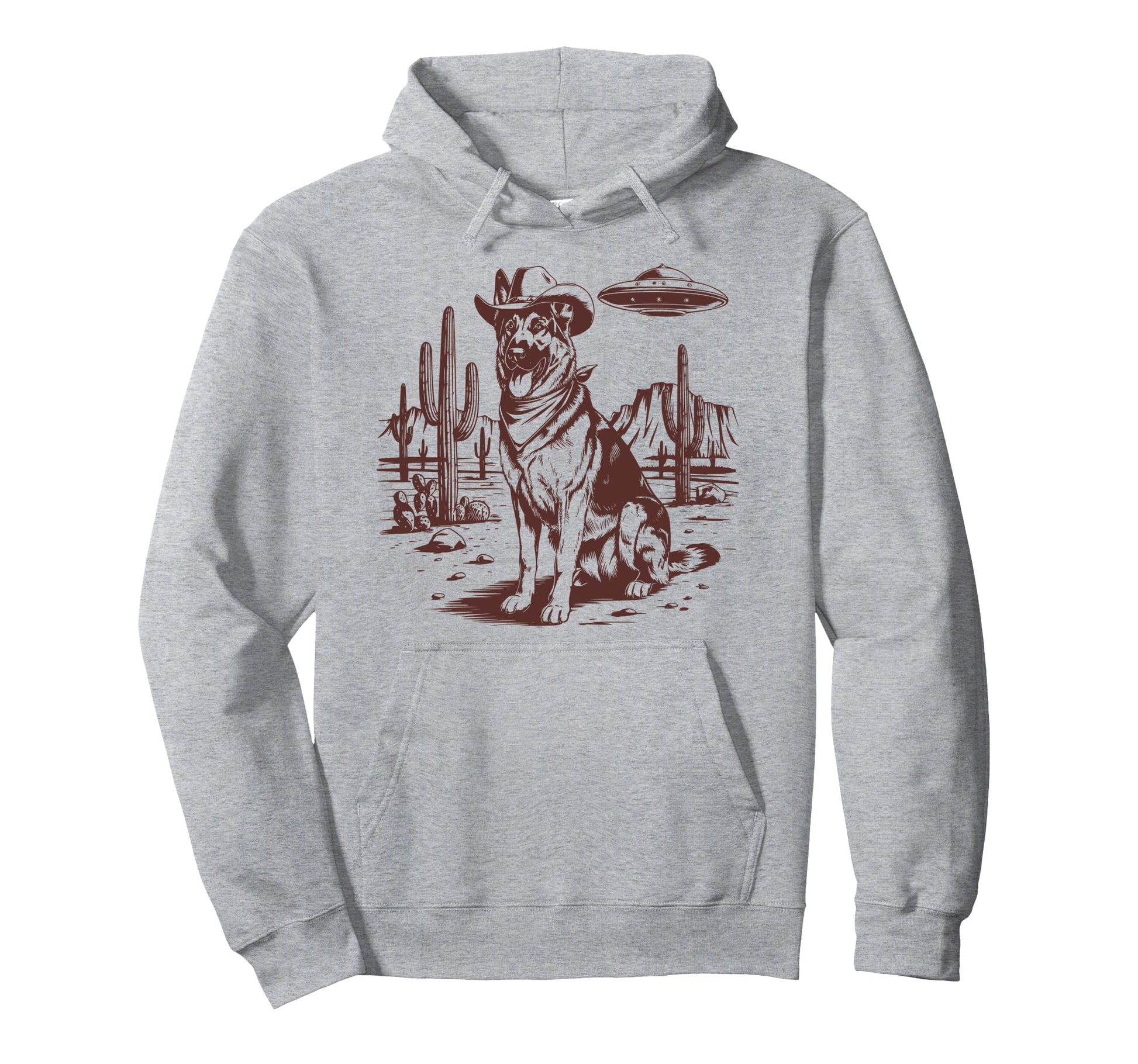 German Shepherd Ufo Western Alien 90S Hoodie - Streetwear Style for Adults - T-Shirt, Sweatshirt, Hoodie